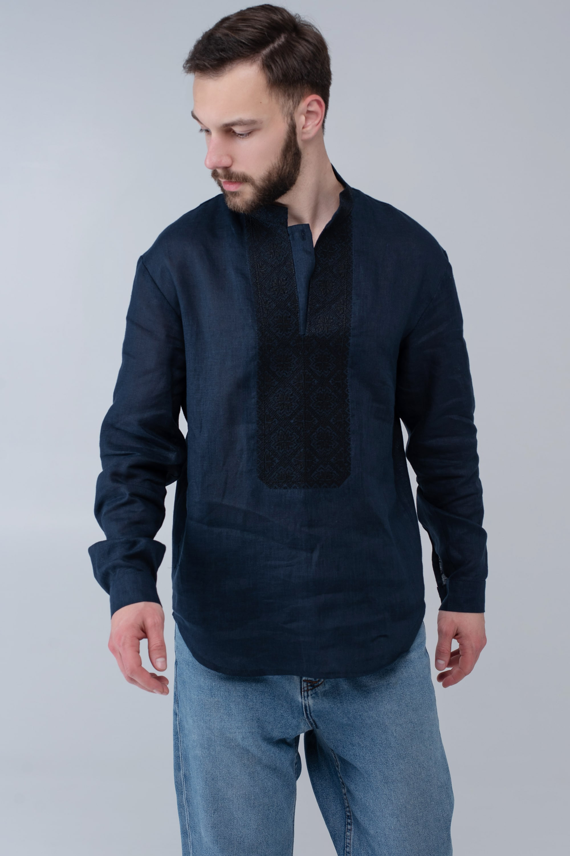 Male embroidered blue shirt Male embroidered blue shirt