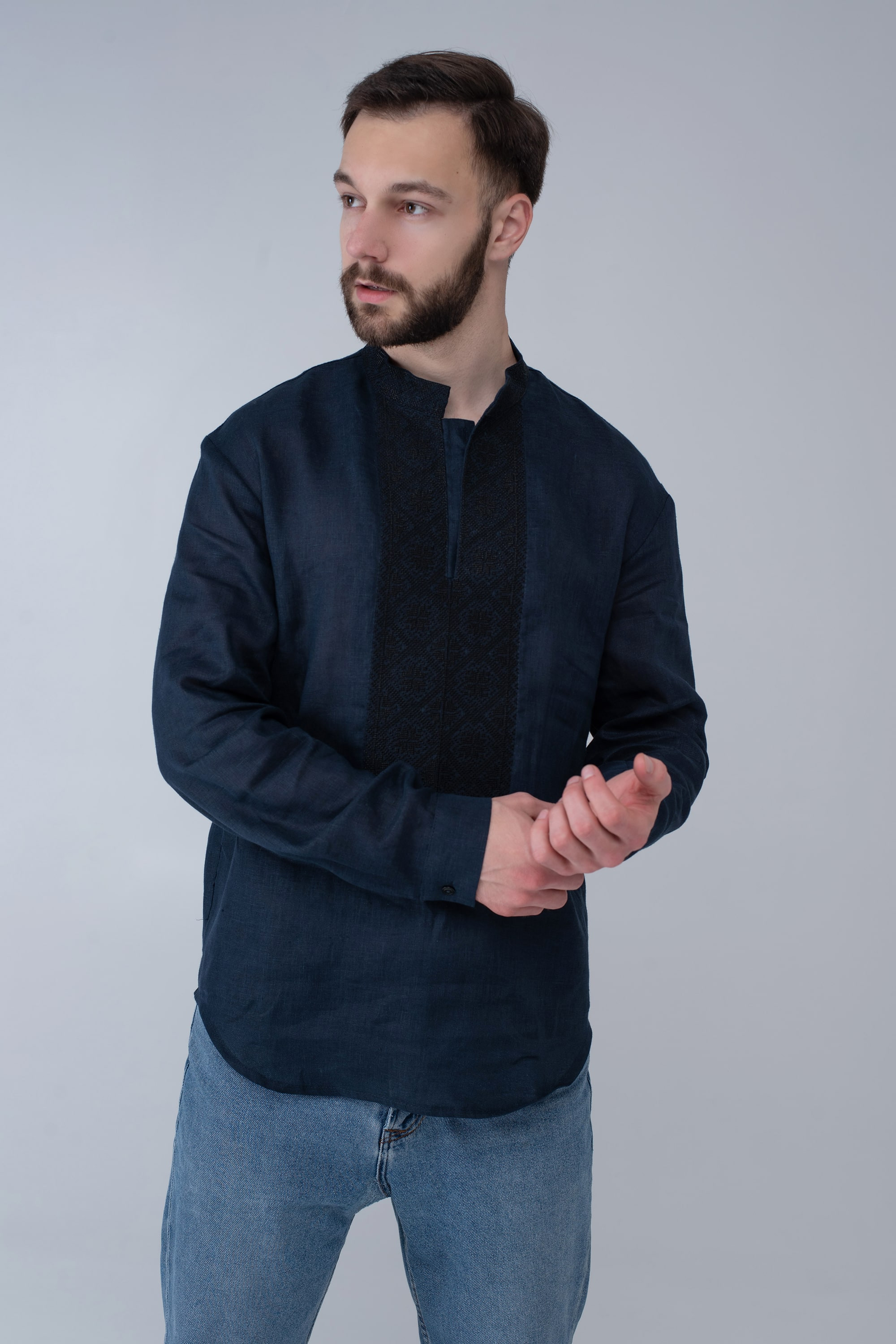 Male embroidered blue shirt Male embroidered blue shirt