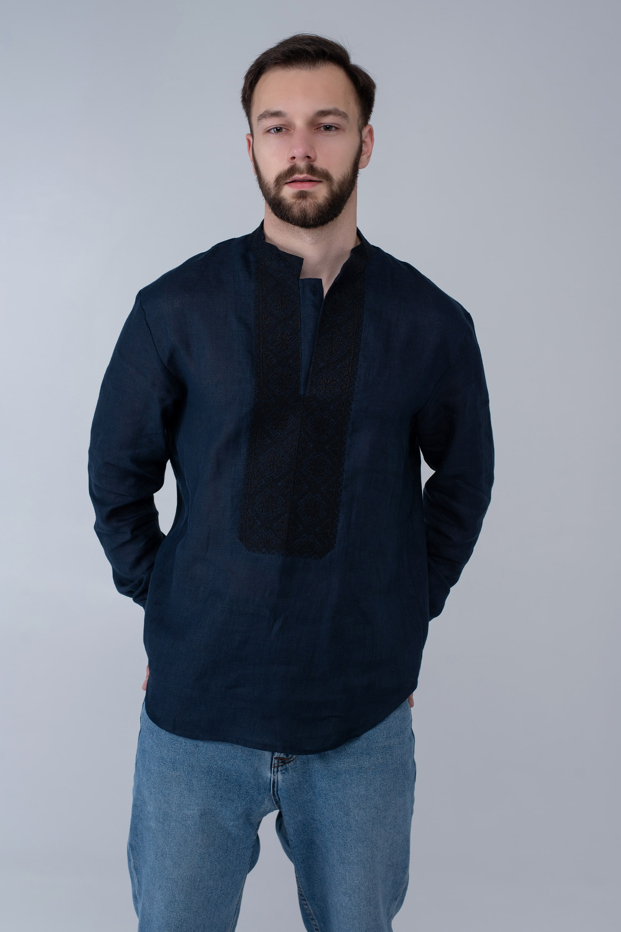Male embroidered blue shirt Male embroidered blue shirt