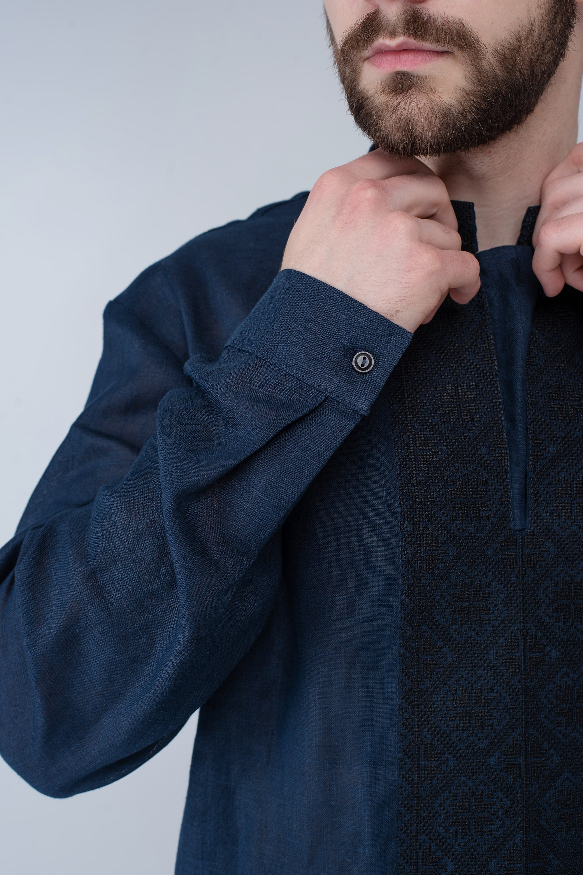 Male embroidered blue shirt Male embroidered blue shirt
