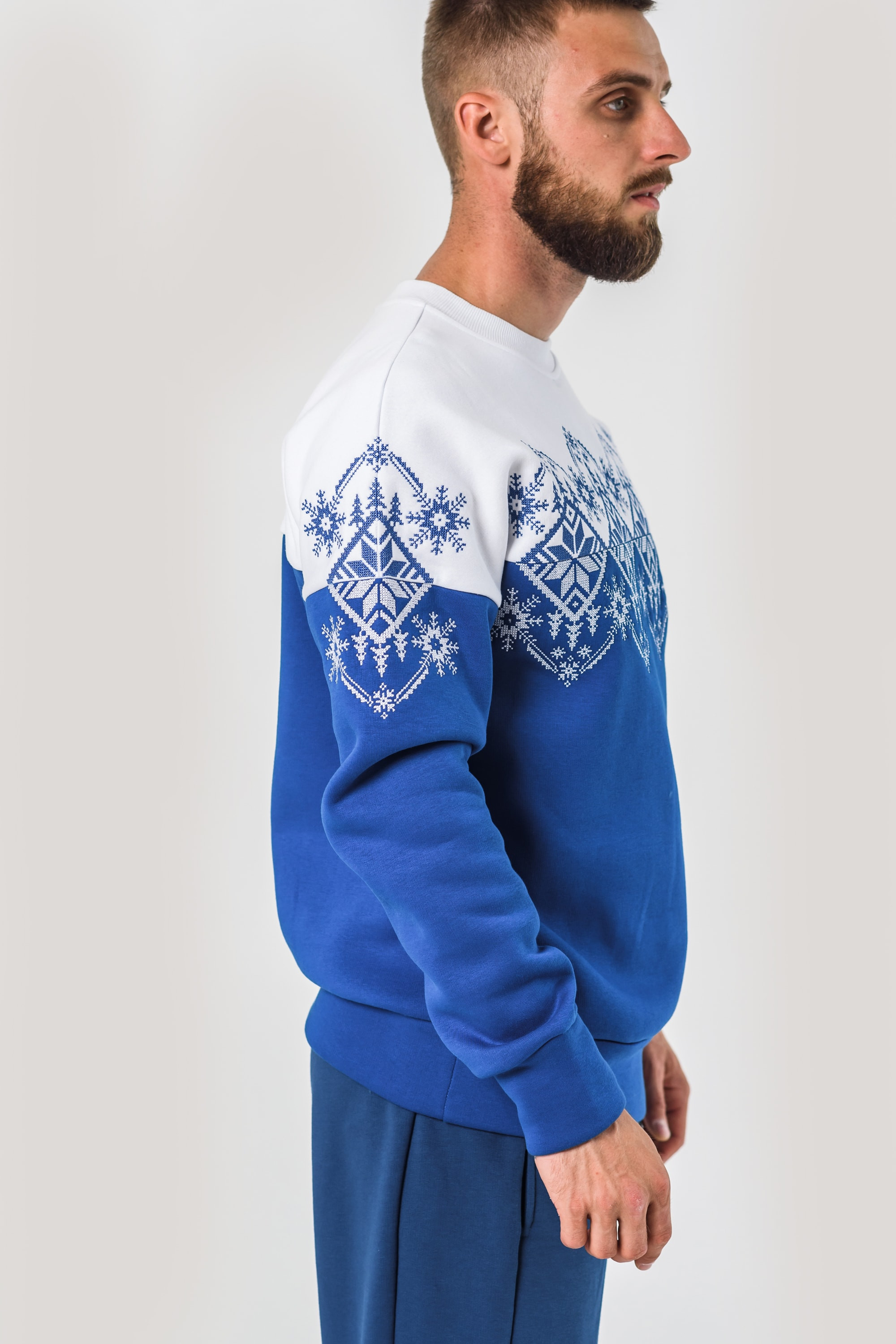 Male New Year's sweatshirt Snowflake | S