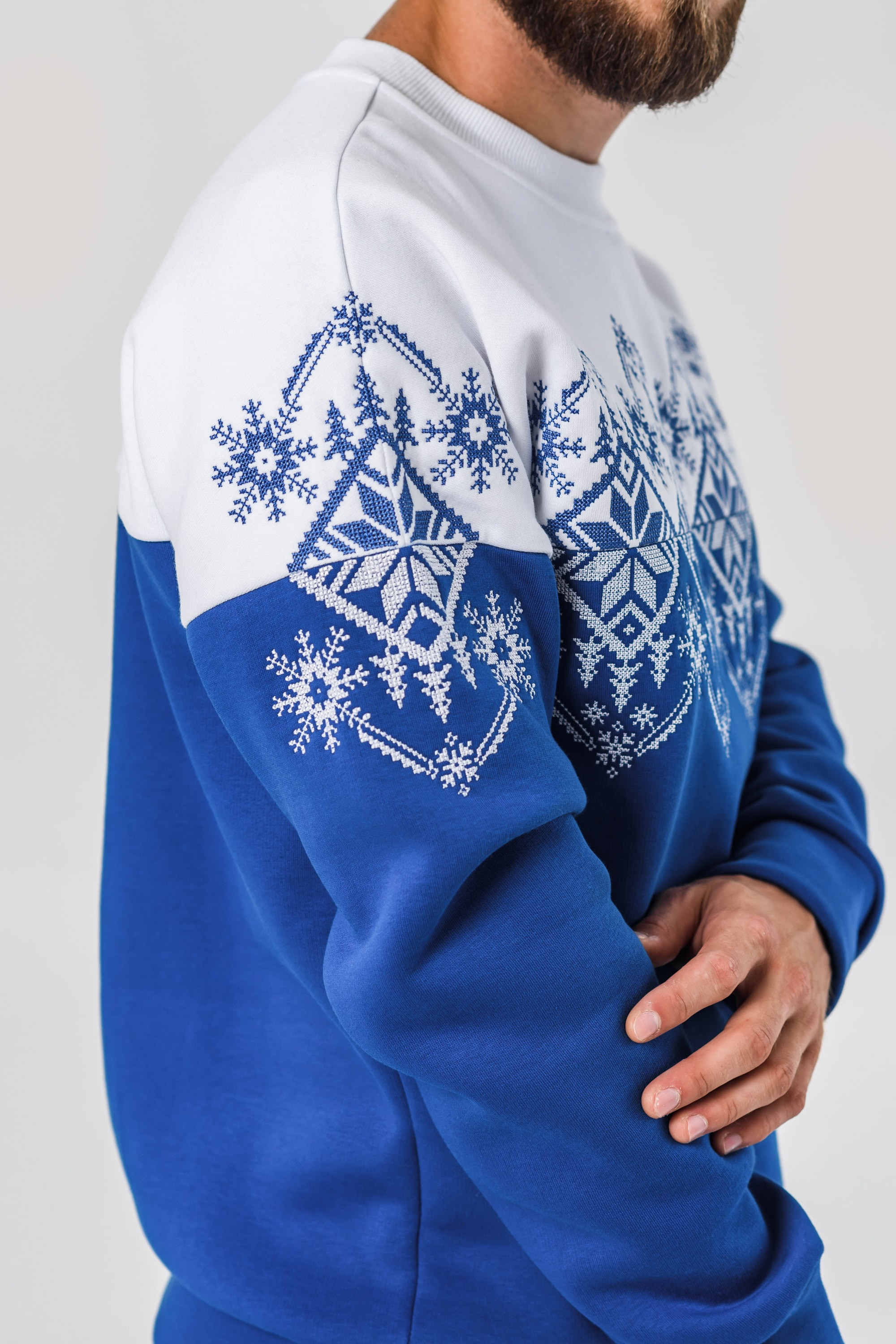 Male New Year's sweatshirt Snowflake | S