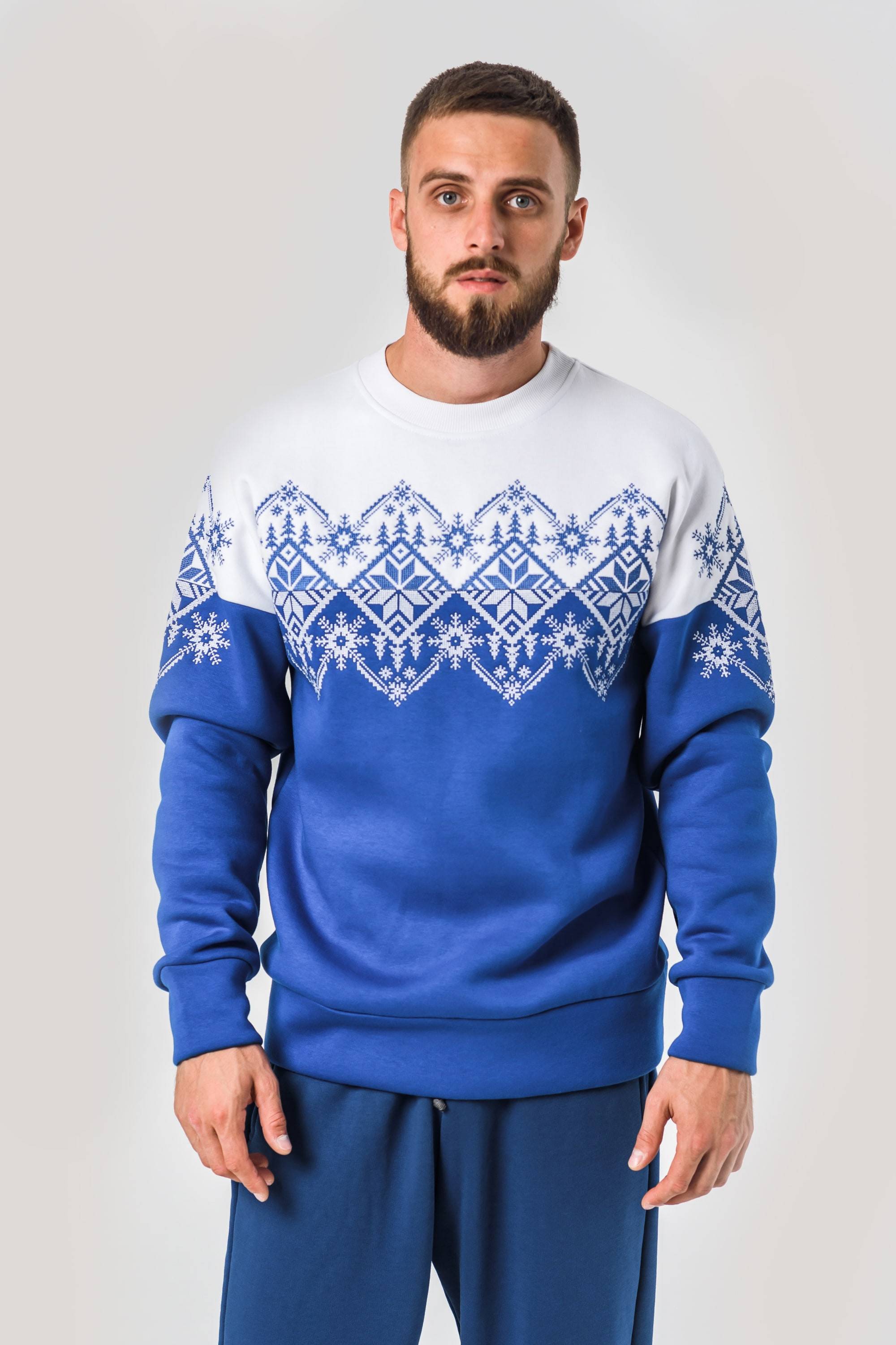 Male New Year's sweatshirt Snowflake