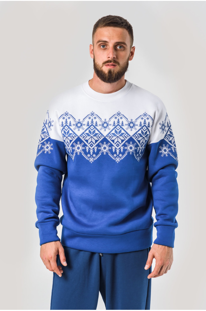 Male New Year's sweatshirt Snowflake | S