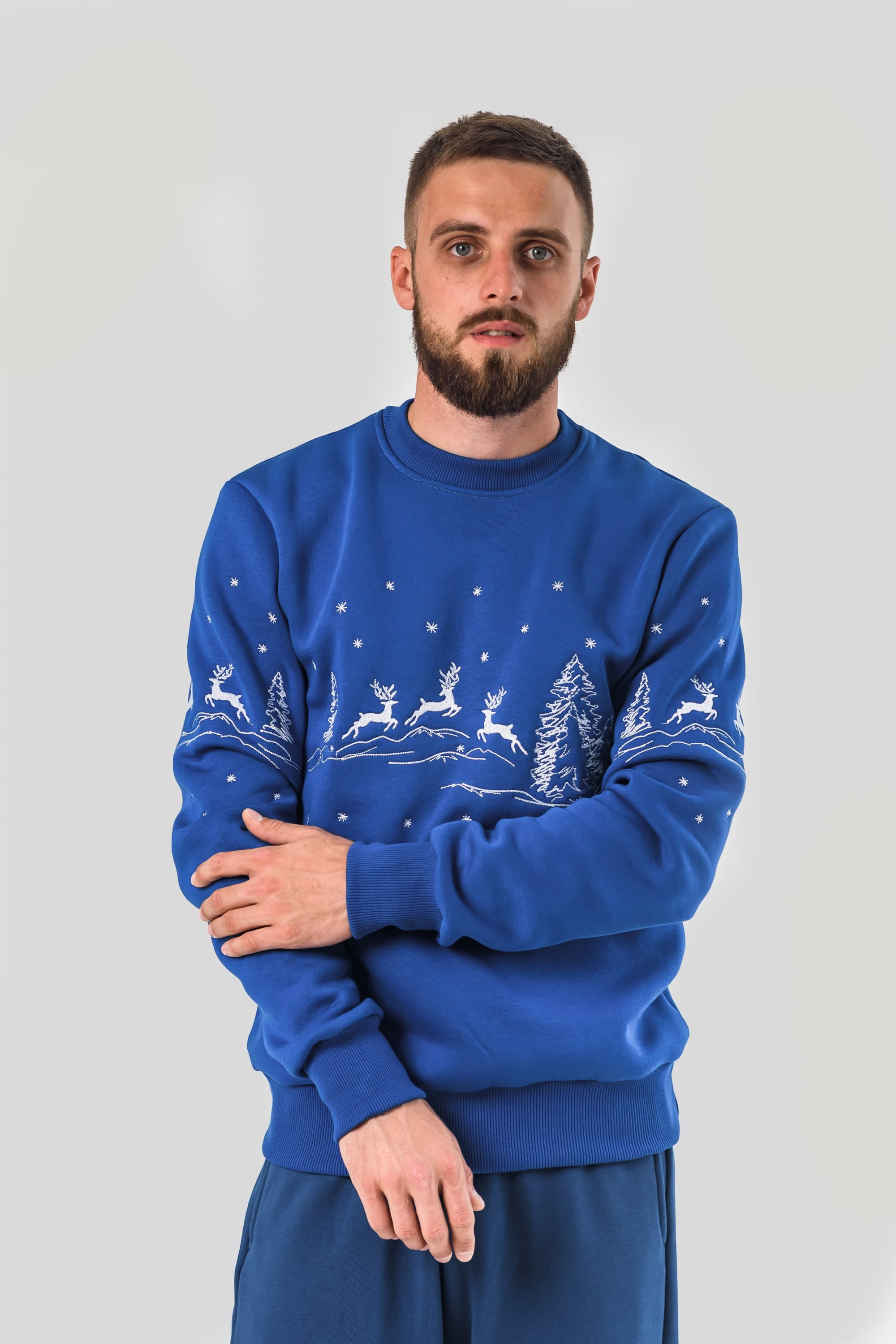 Male New Year's sweatshirt with deer