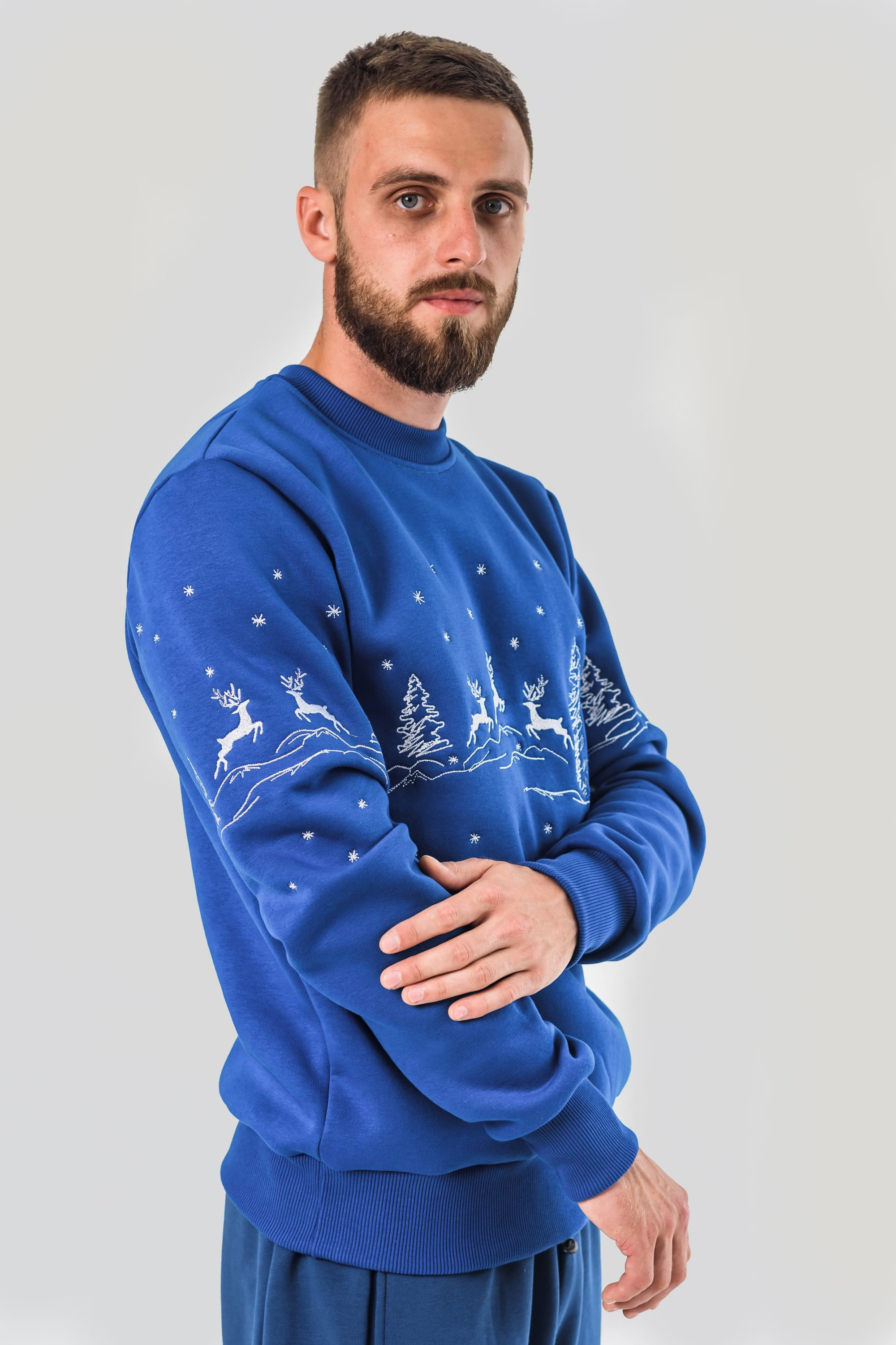 Male New Year's sweatshirt with deer