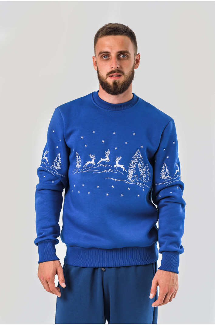 Male New Year's sweatshirt with deer