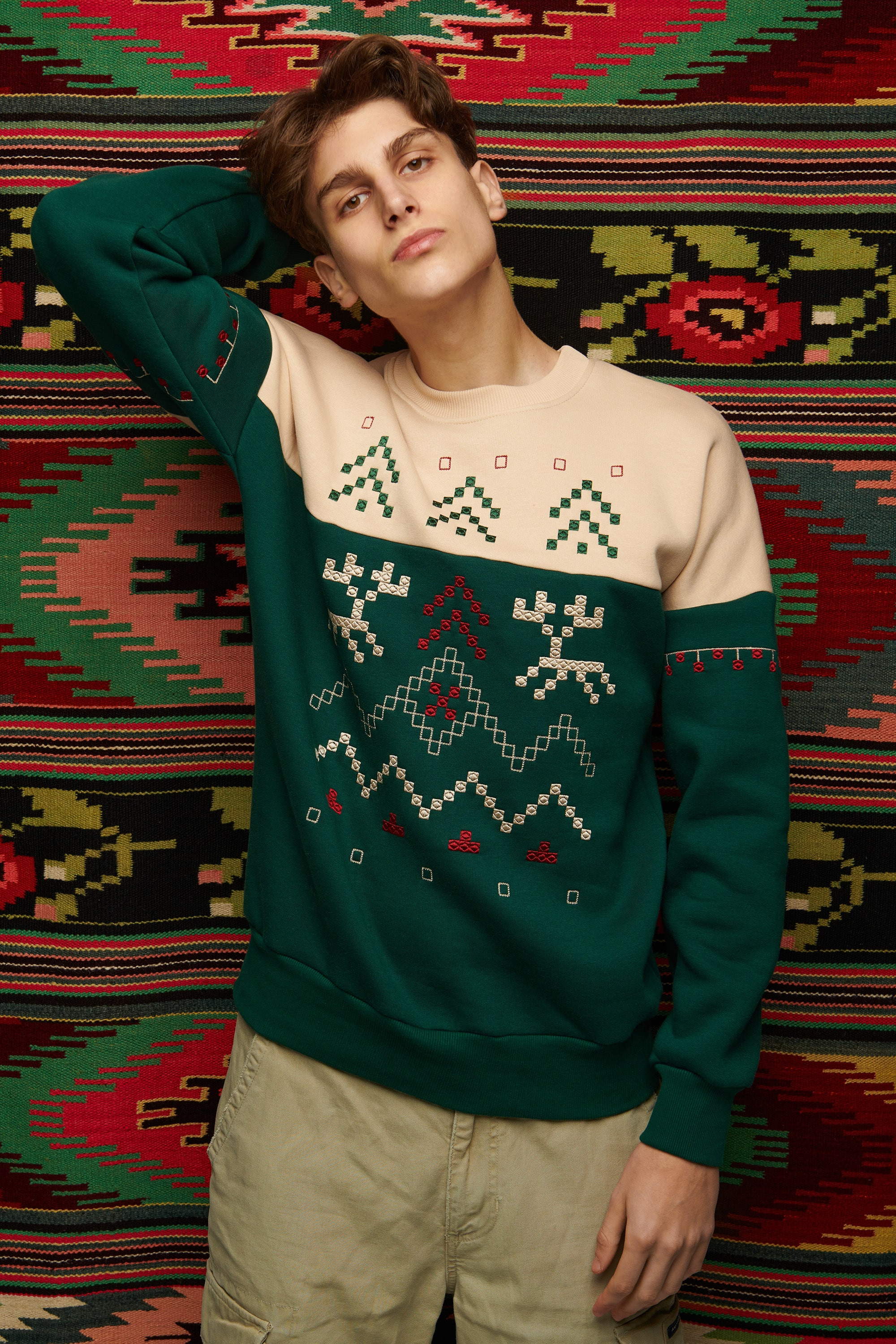 Men's green sweatshirt December 1 | S