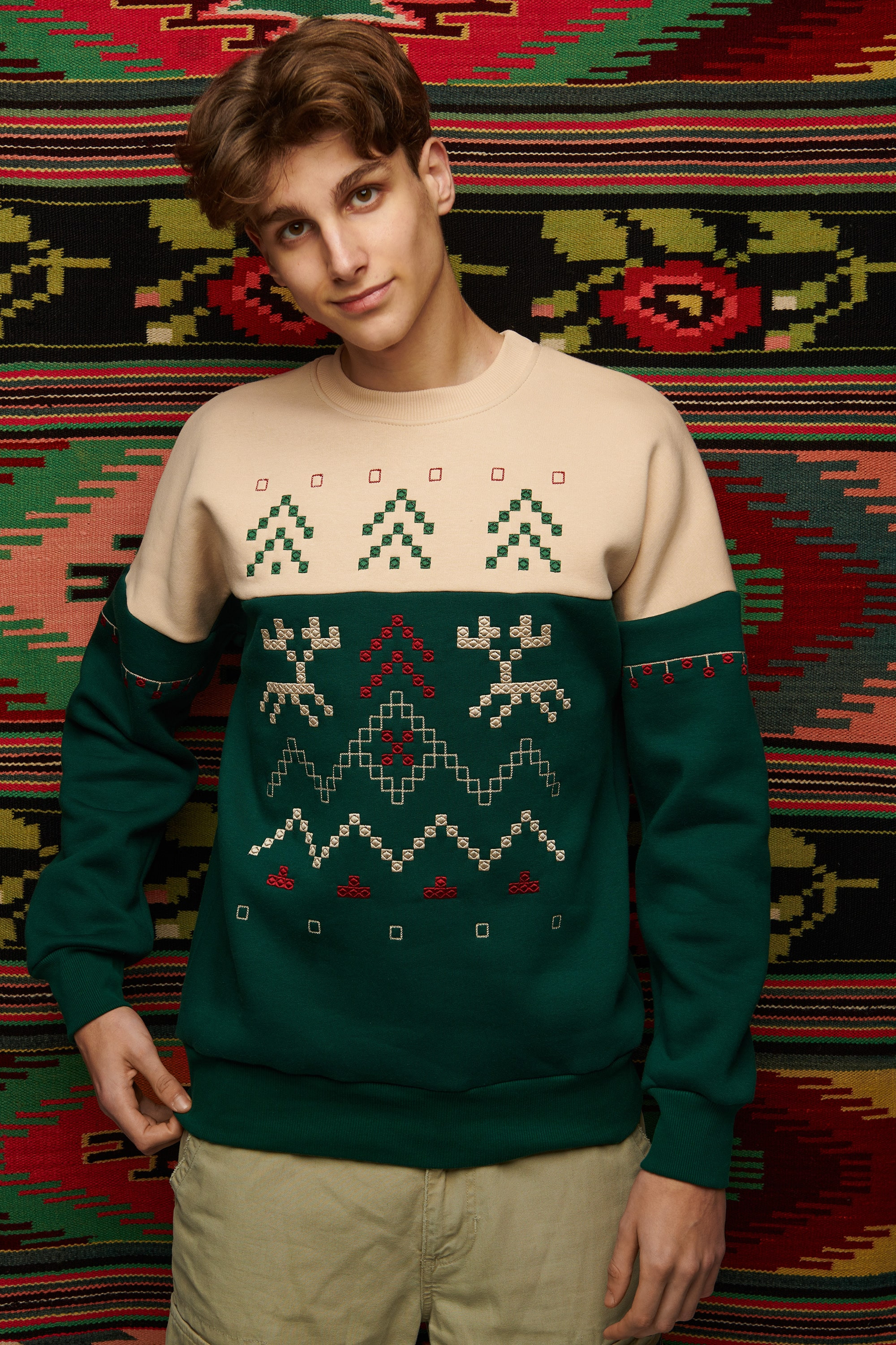 Men's green sweatshirt December 1 | S