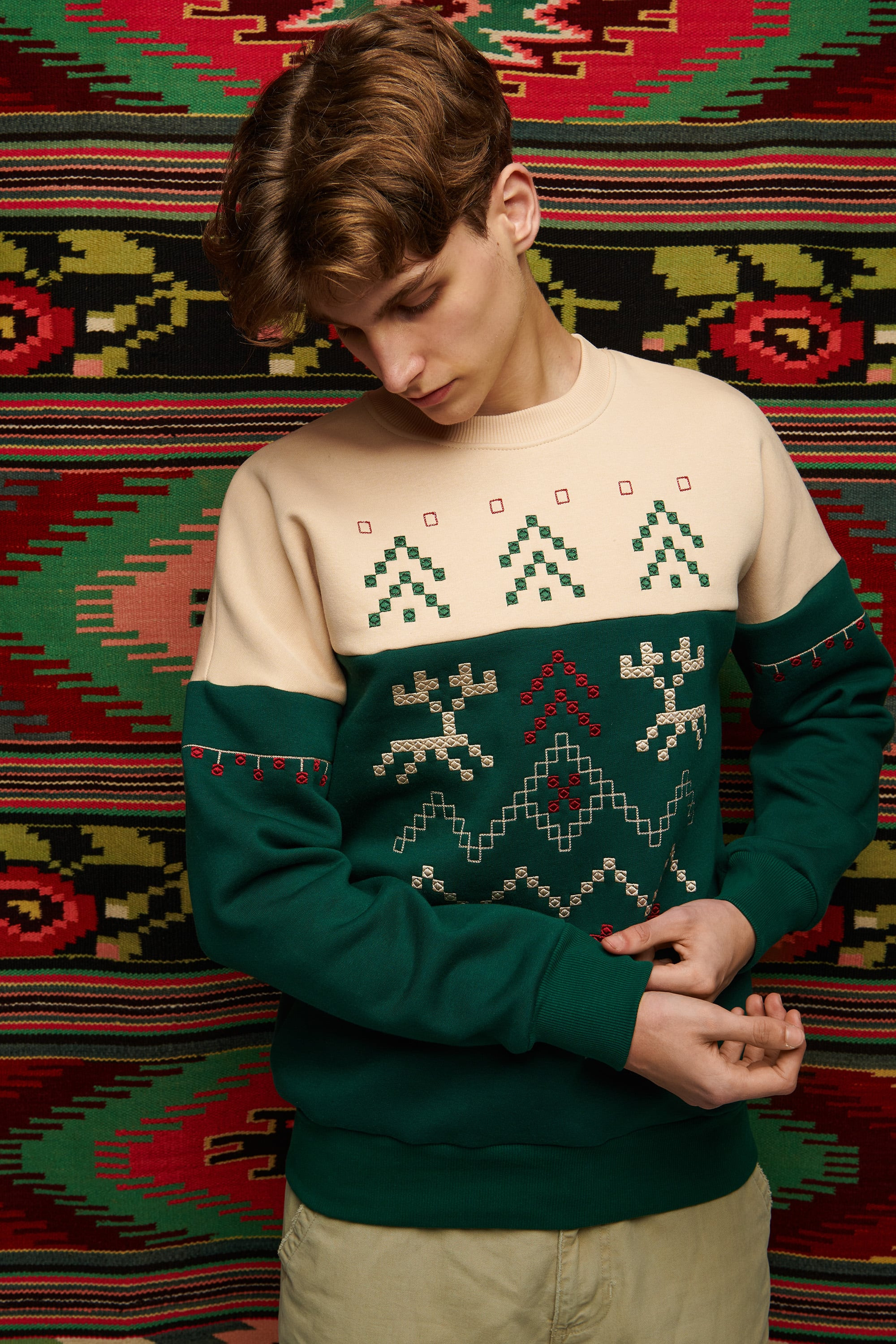 Men's green sweatshirt December 1 | S