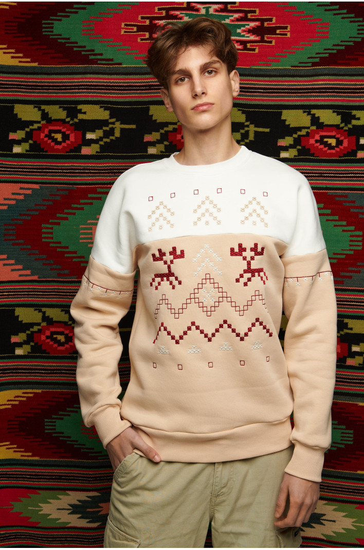 Men's beige sweatshirt December 3 | S