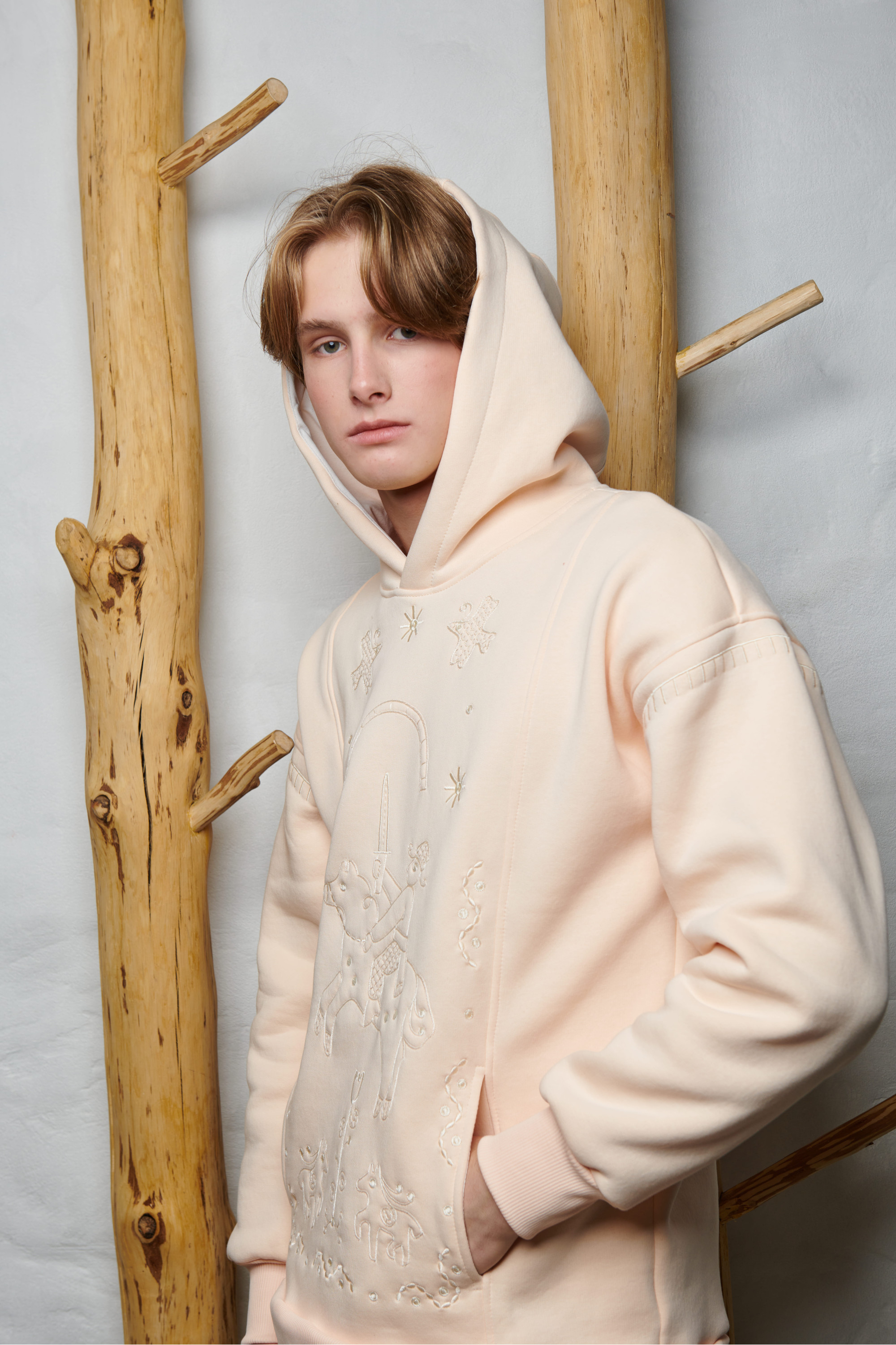 Men's beige hoodie Poltava prinyky | S