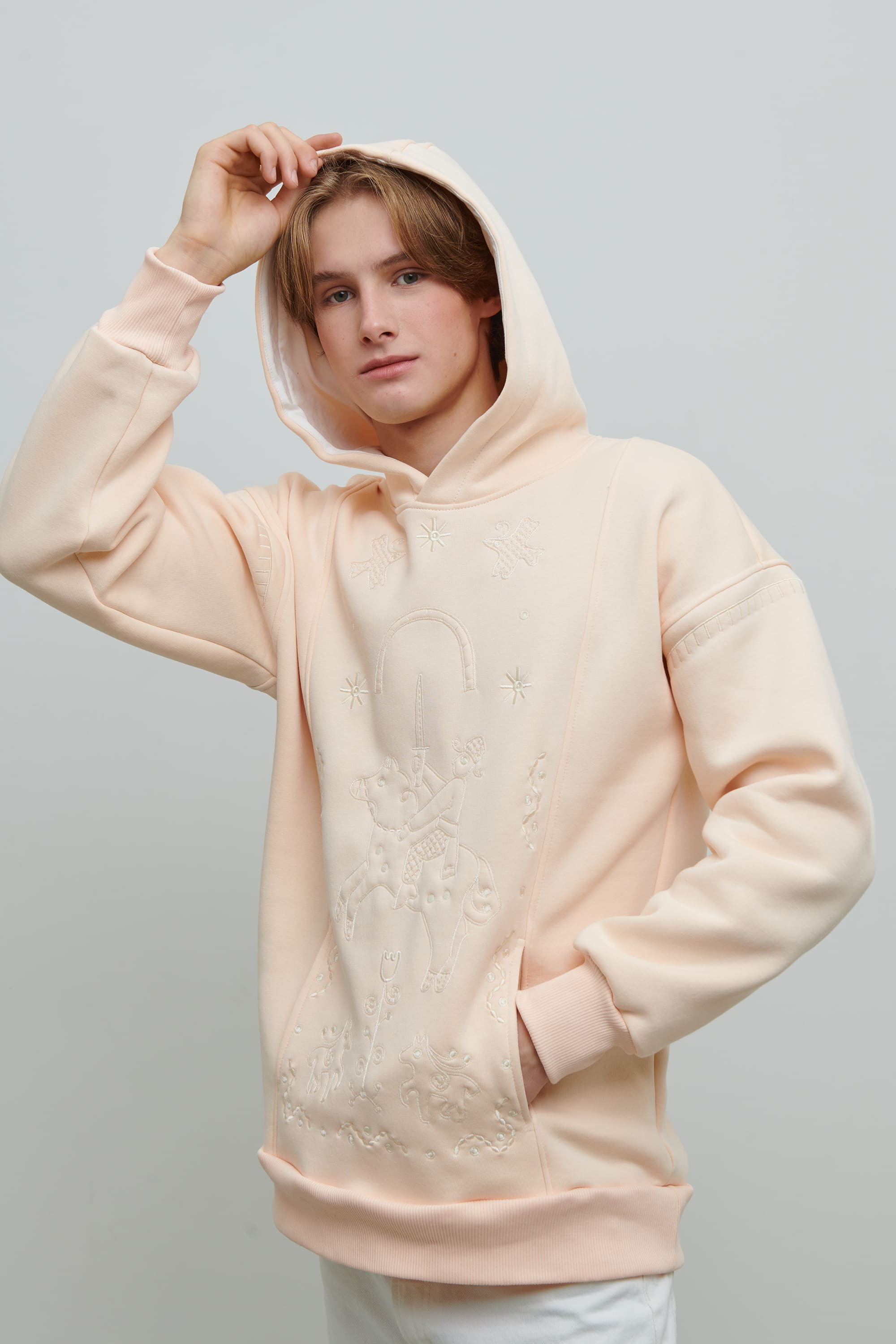 Men's beige hoodie Poltava prinyky | S