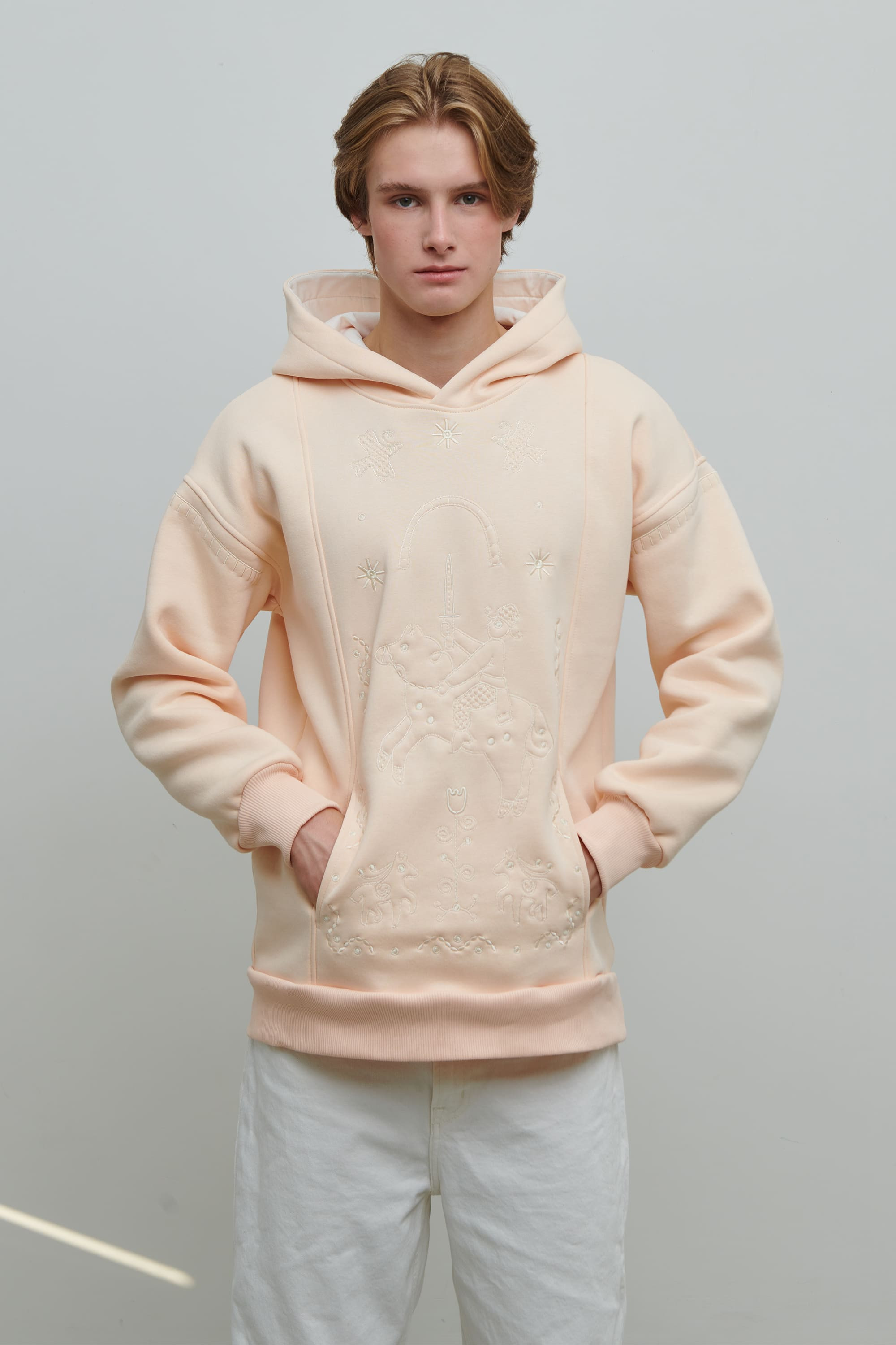 Men's beige hoodie Poltava prinyky | S
