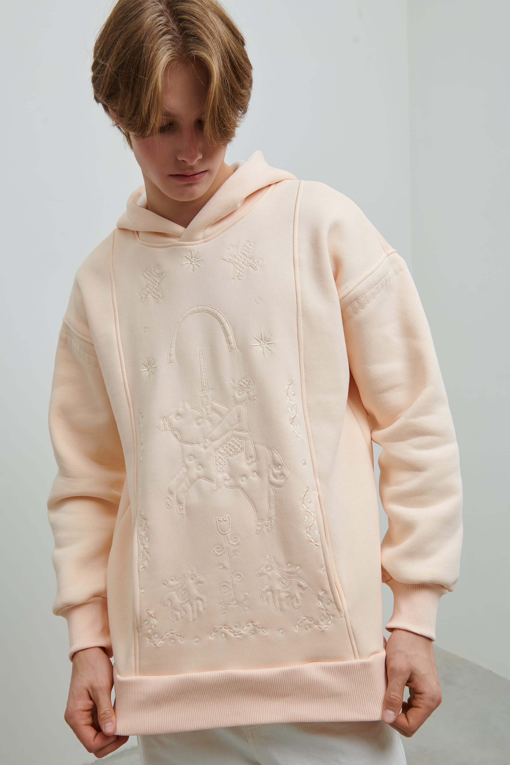 Men's beige hoodie Poltava prinyky | S