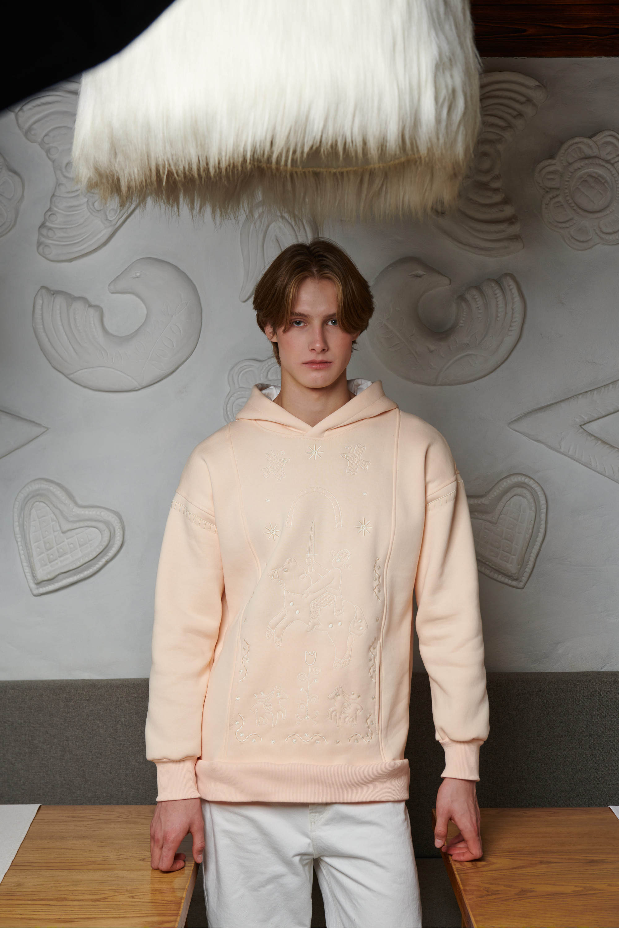 Men's beige hoodie Poltava prinyky