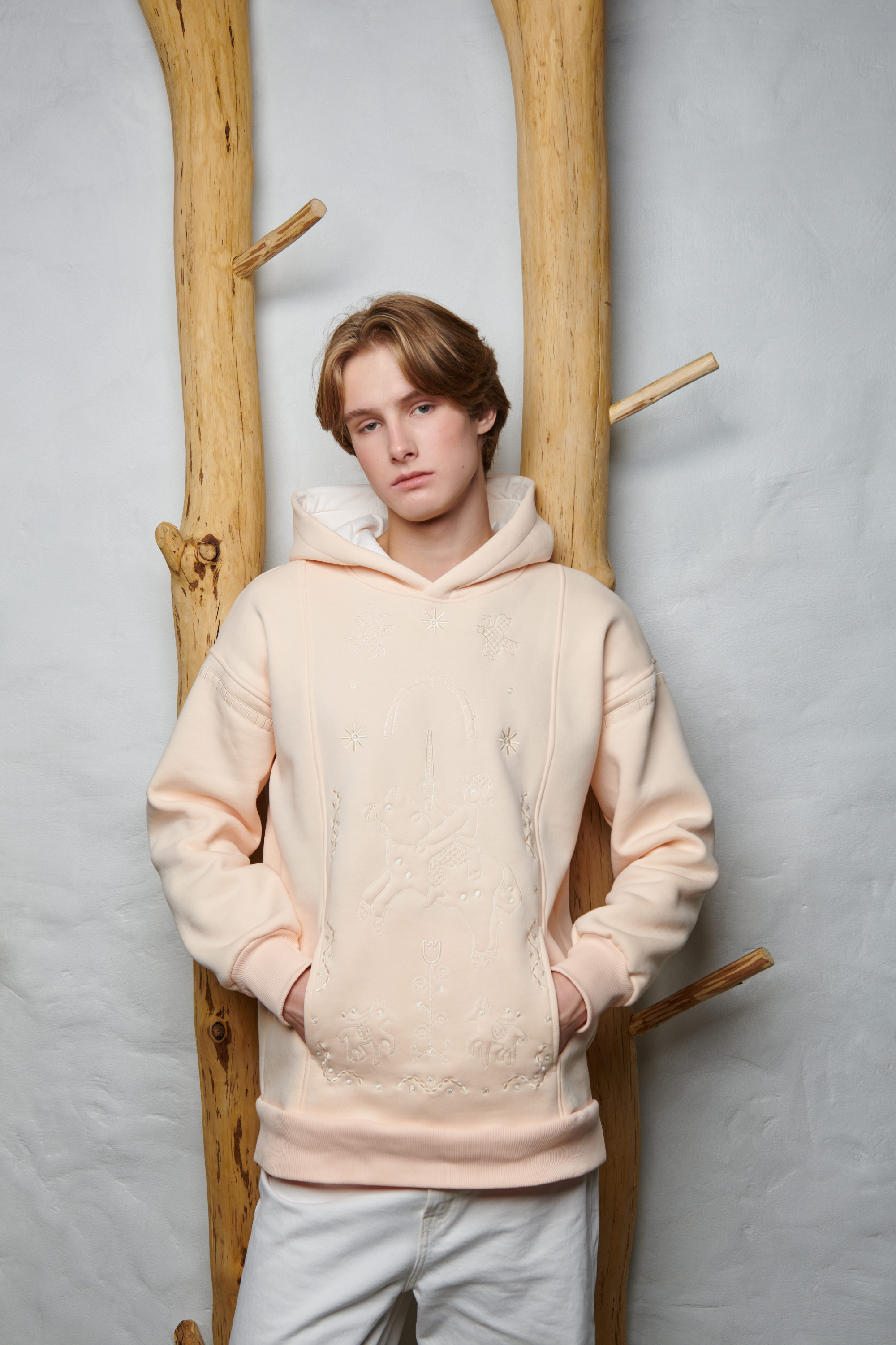 Men's beige hoodie Poltava prinyky | S