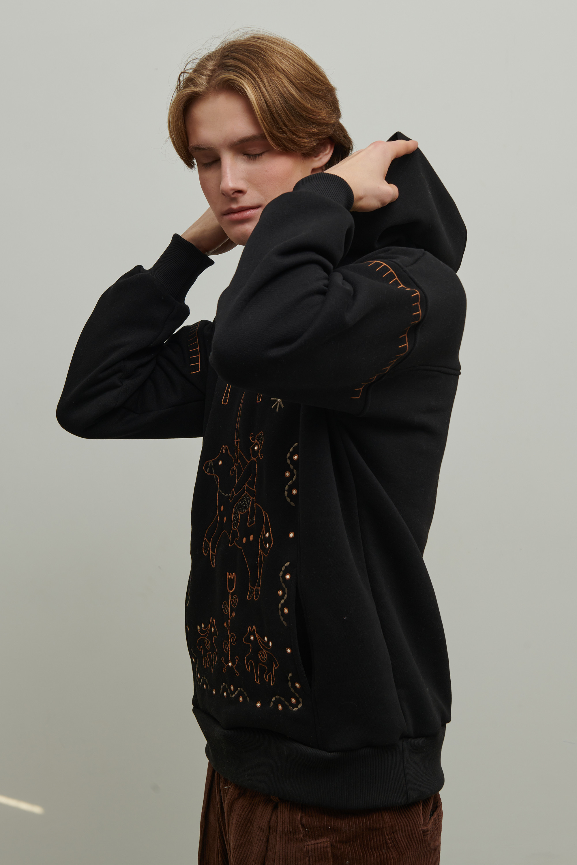 Men's black hoodie Poltava prinyky | S