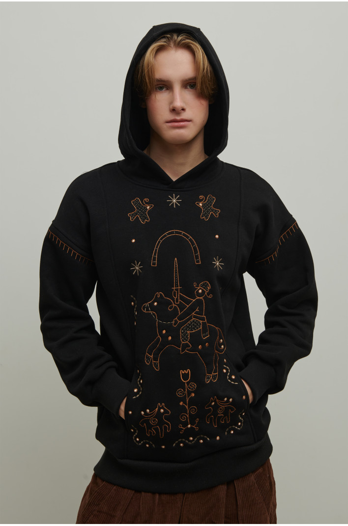 Men's black hoodie Poltava prinyky | S