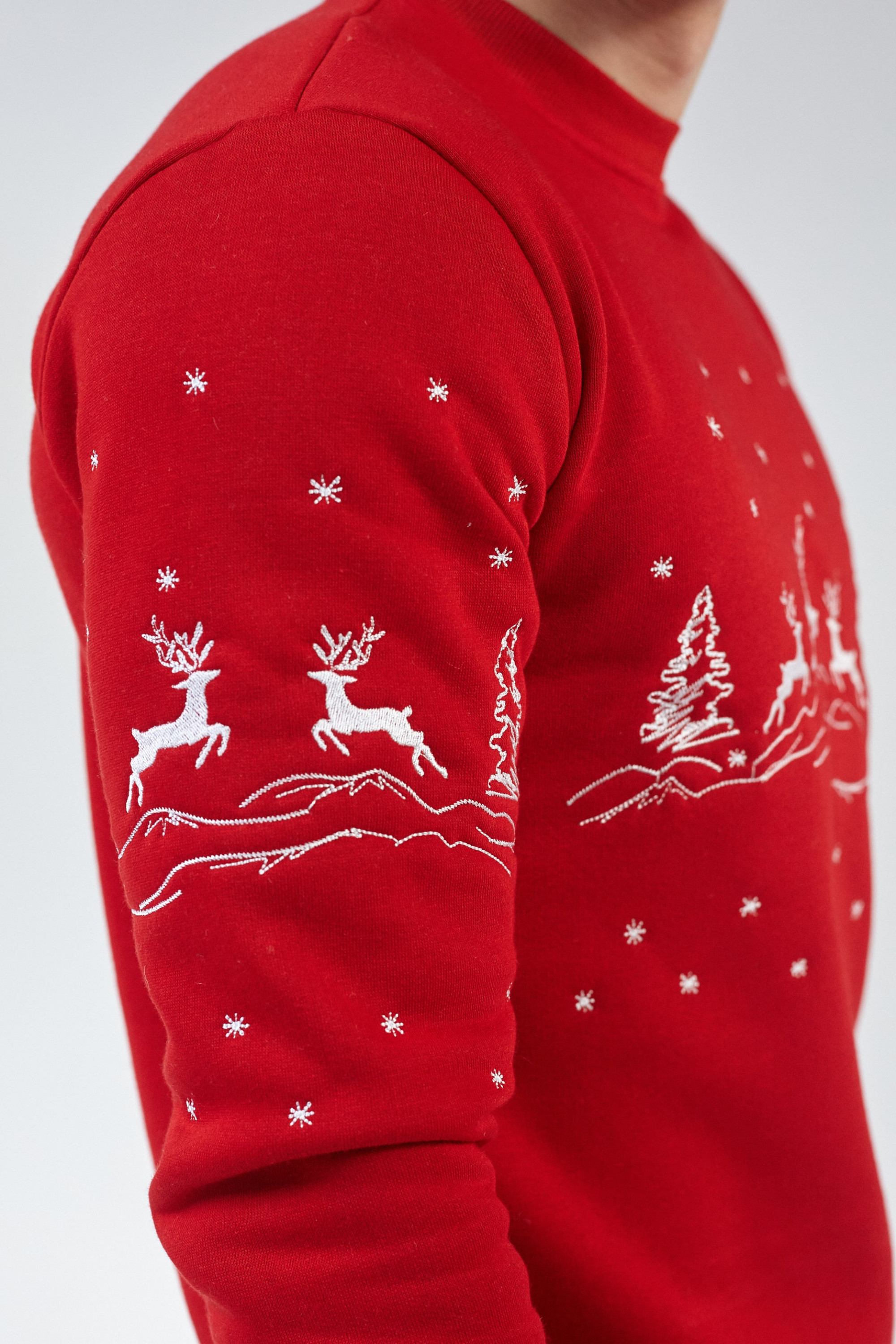 Christmas male sweatshirt with deer red