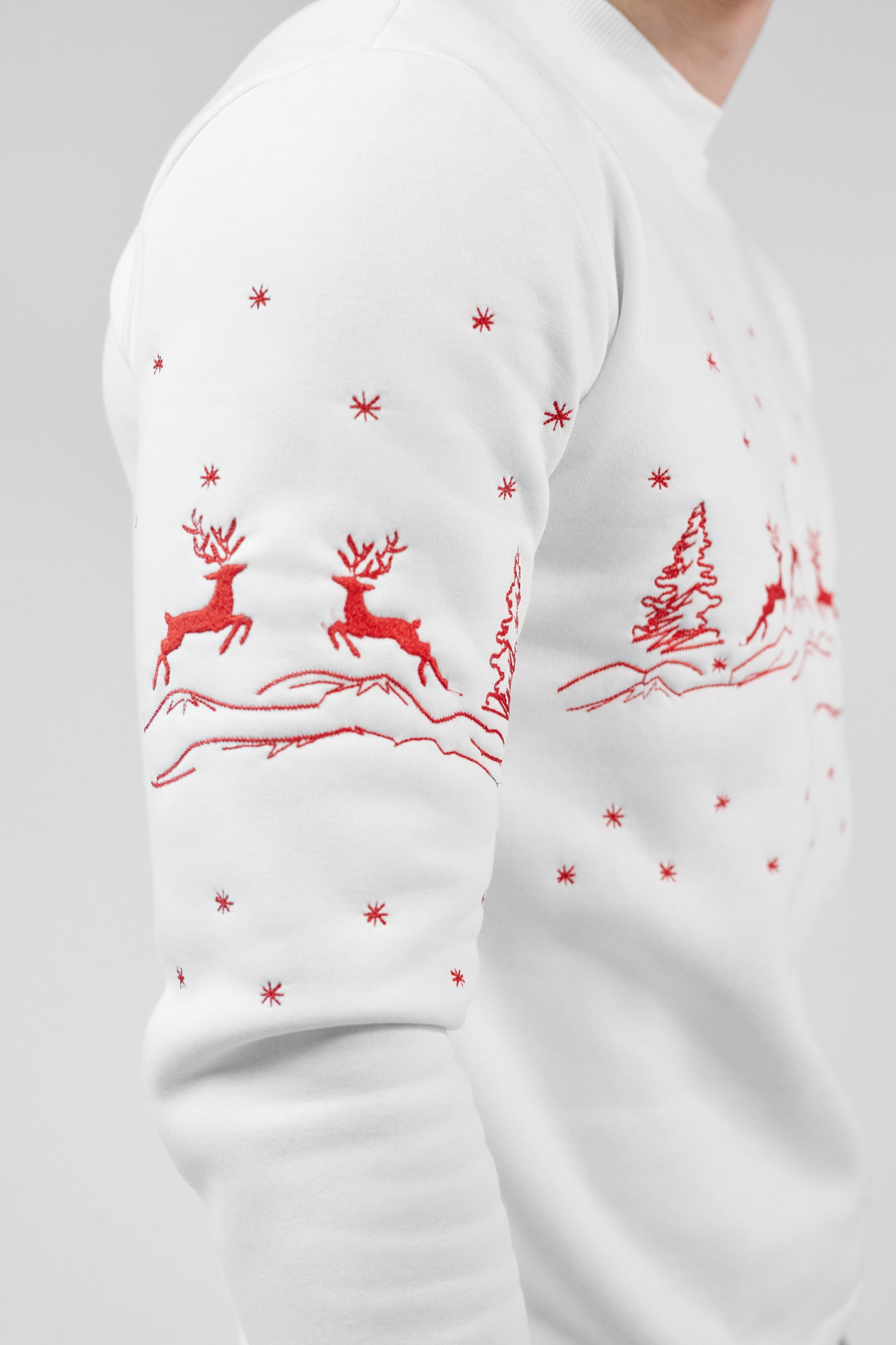 Christmas male sweatshirt with deer White
