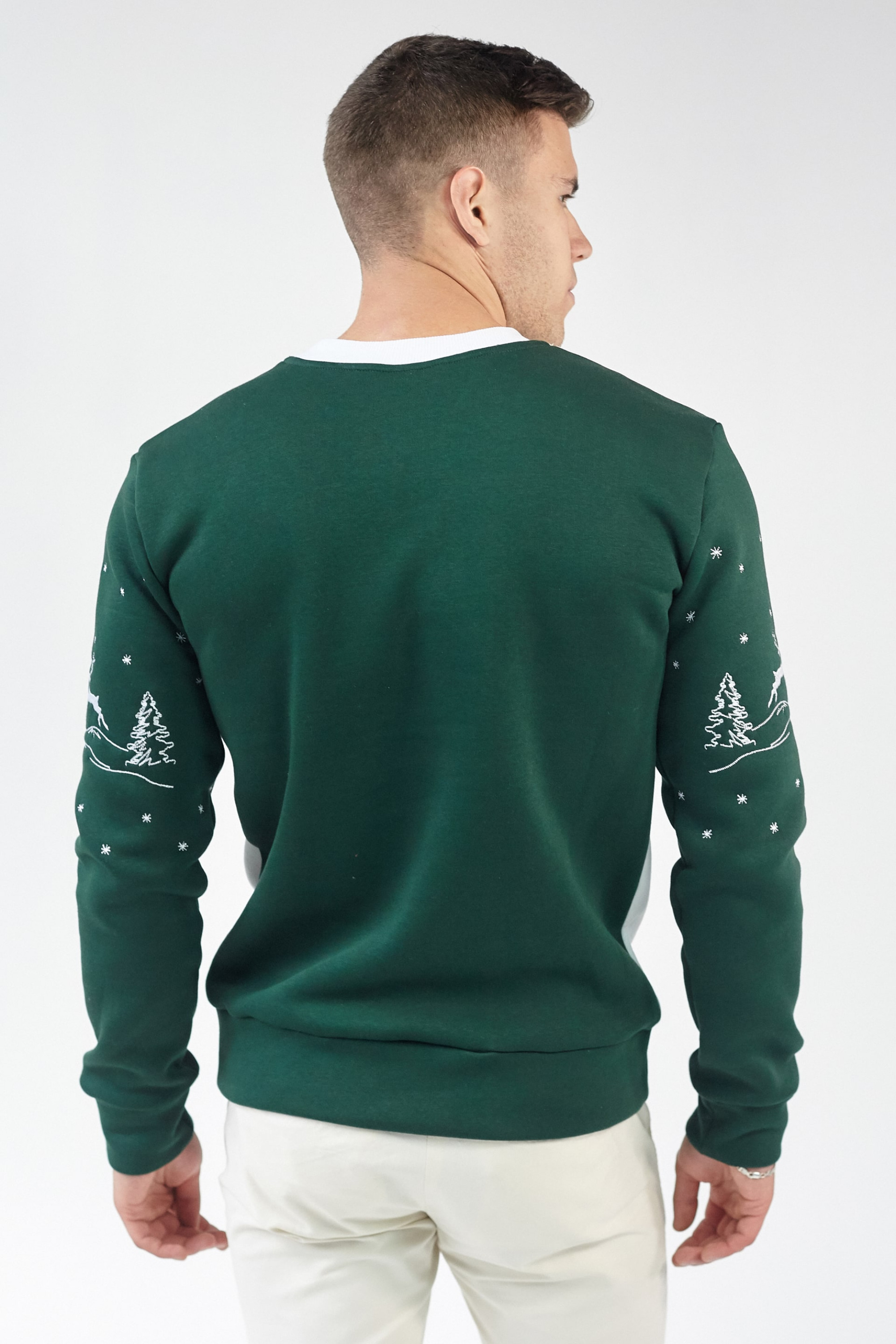 Christmas male sweatshirt Green | S