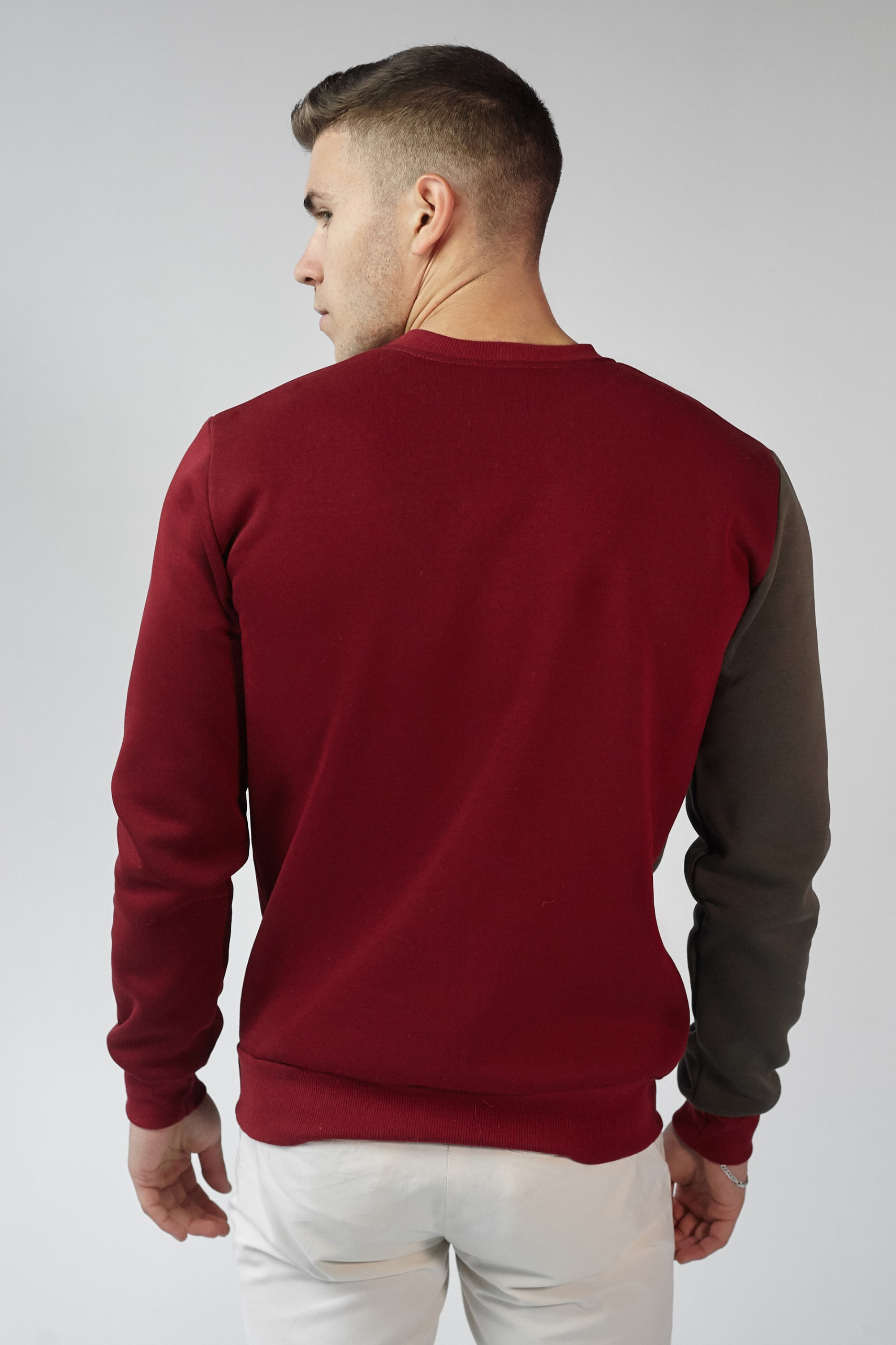 Men's embroidered sweatshirt Burgundy + Beige + Khaki