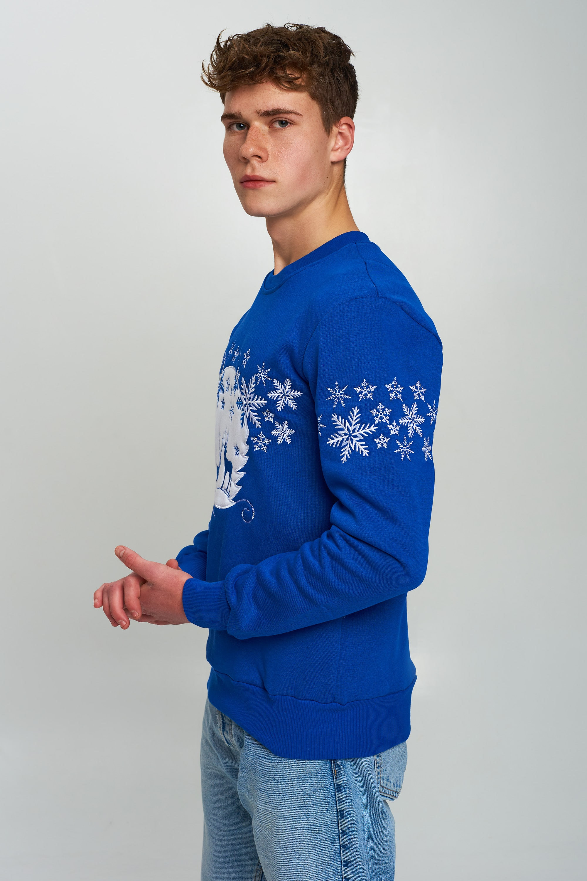 New Year's men's sweatshirt with deer
