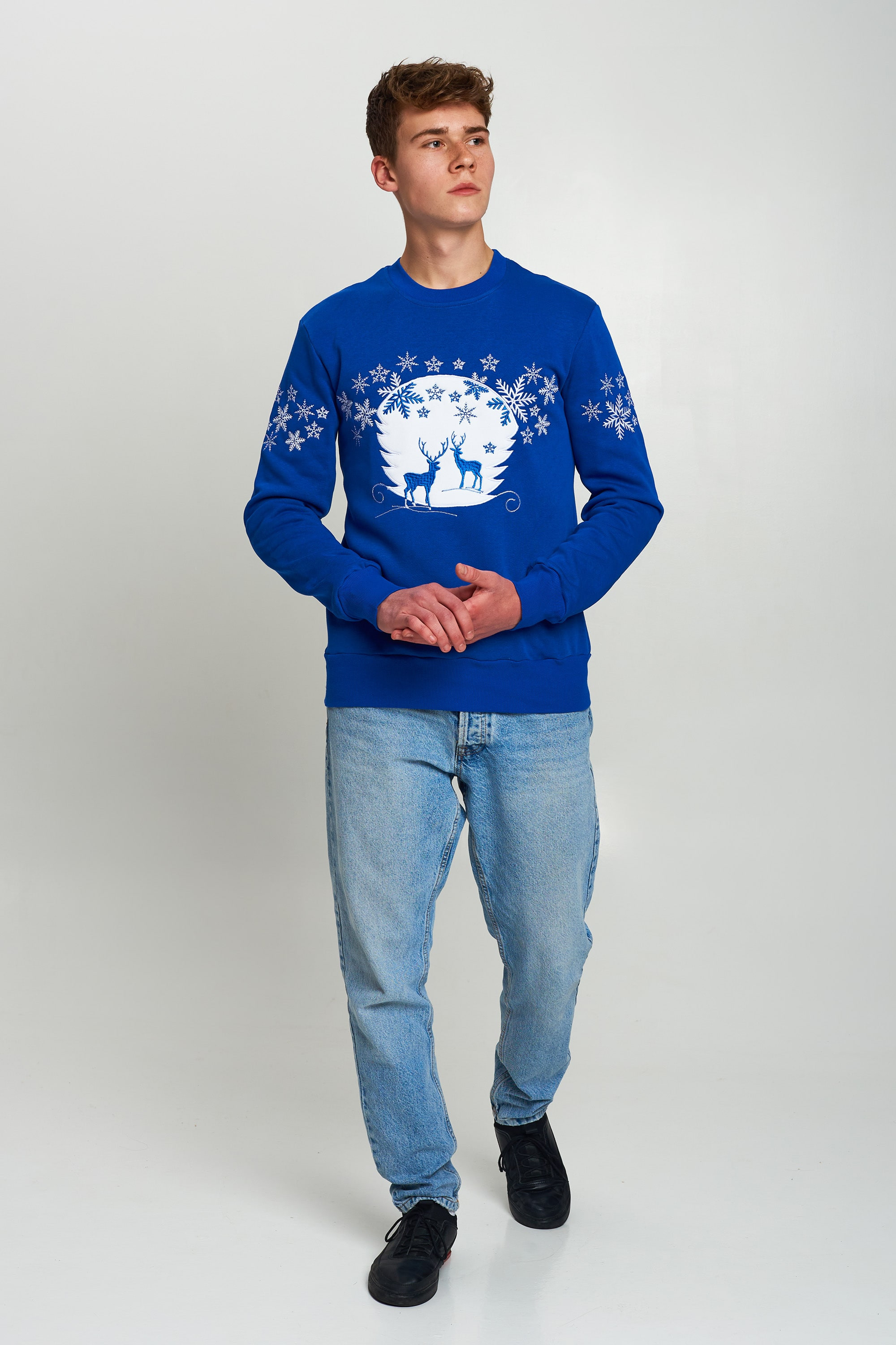 New Year's men's sweatshirt with deer