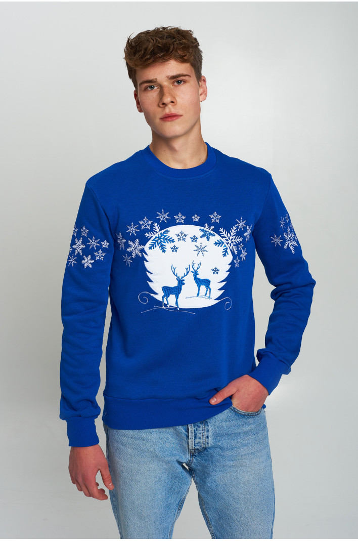 New Year's men's sweatshirt with deer
