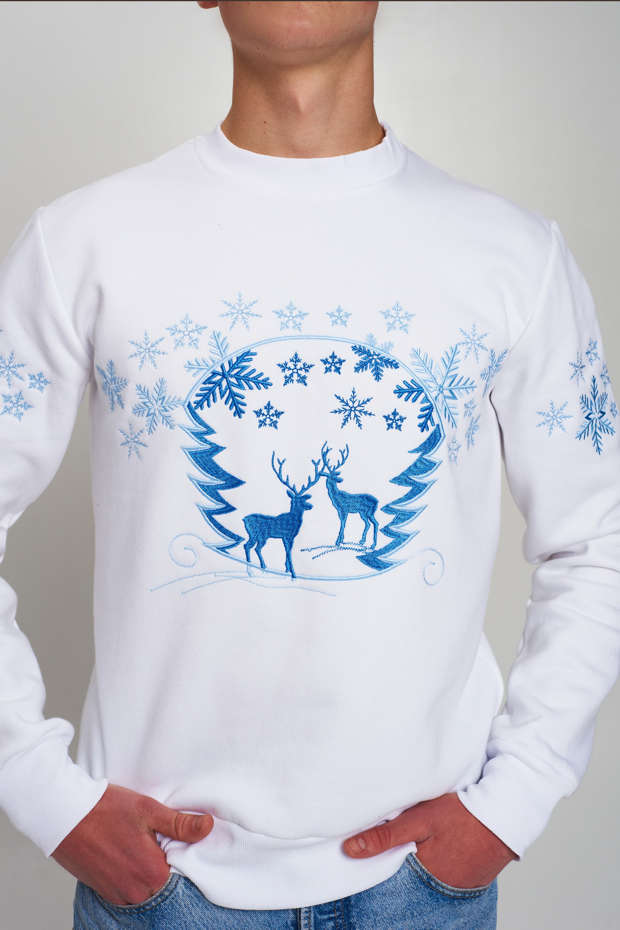 Christmas male sweatshirt with deer White 2 | XXL