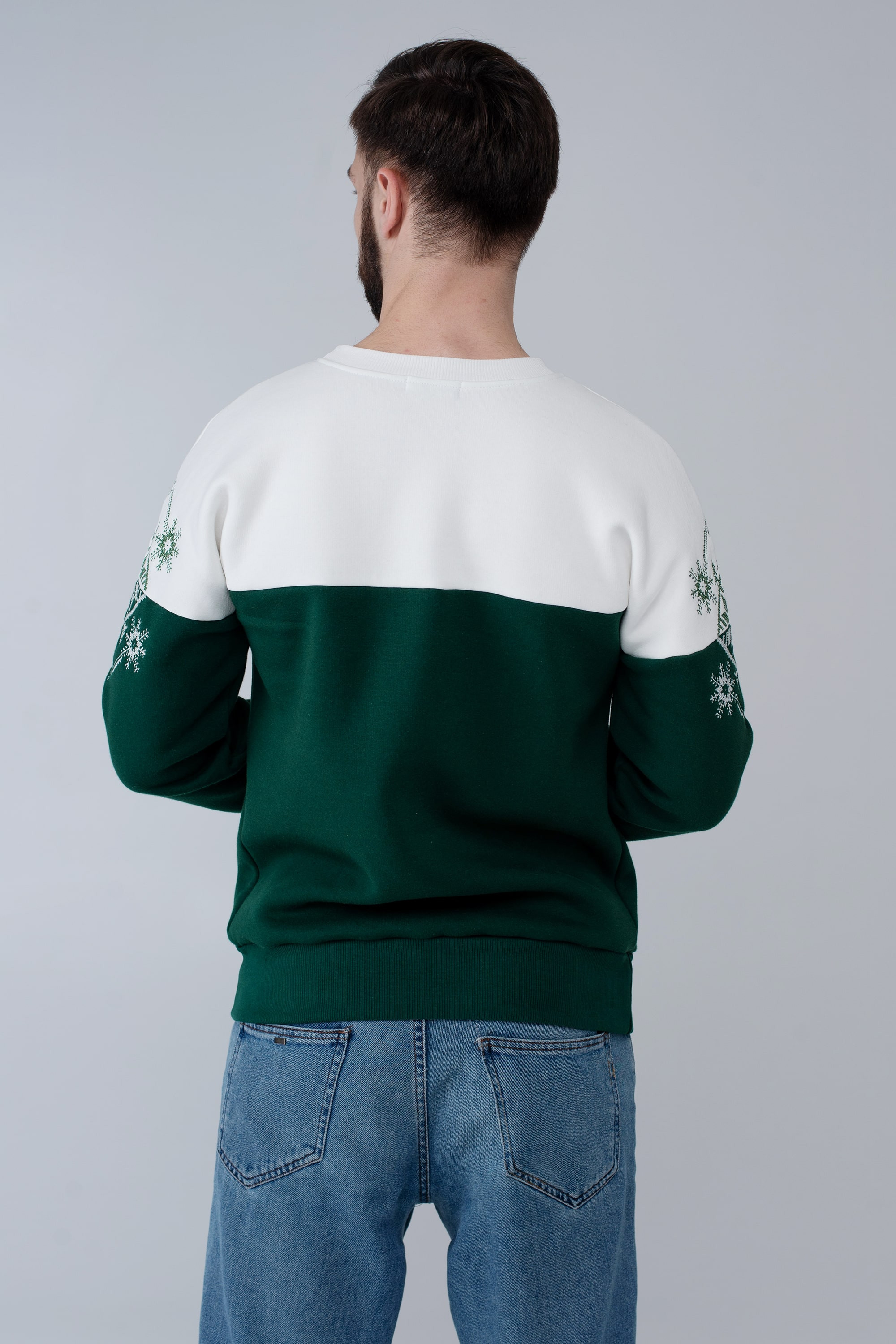 Male green New пYear's sweatshirt Snowflake | S