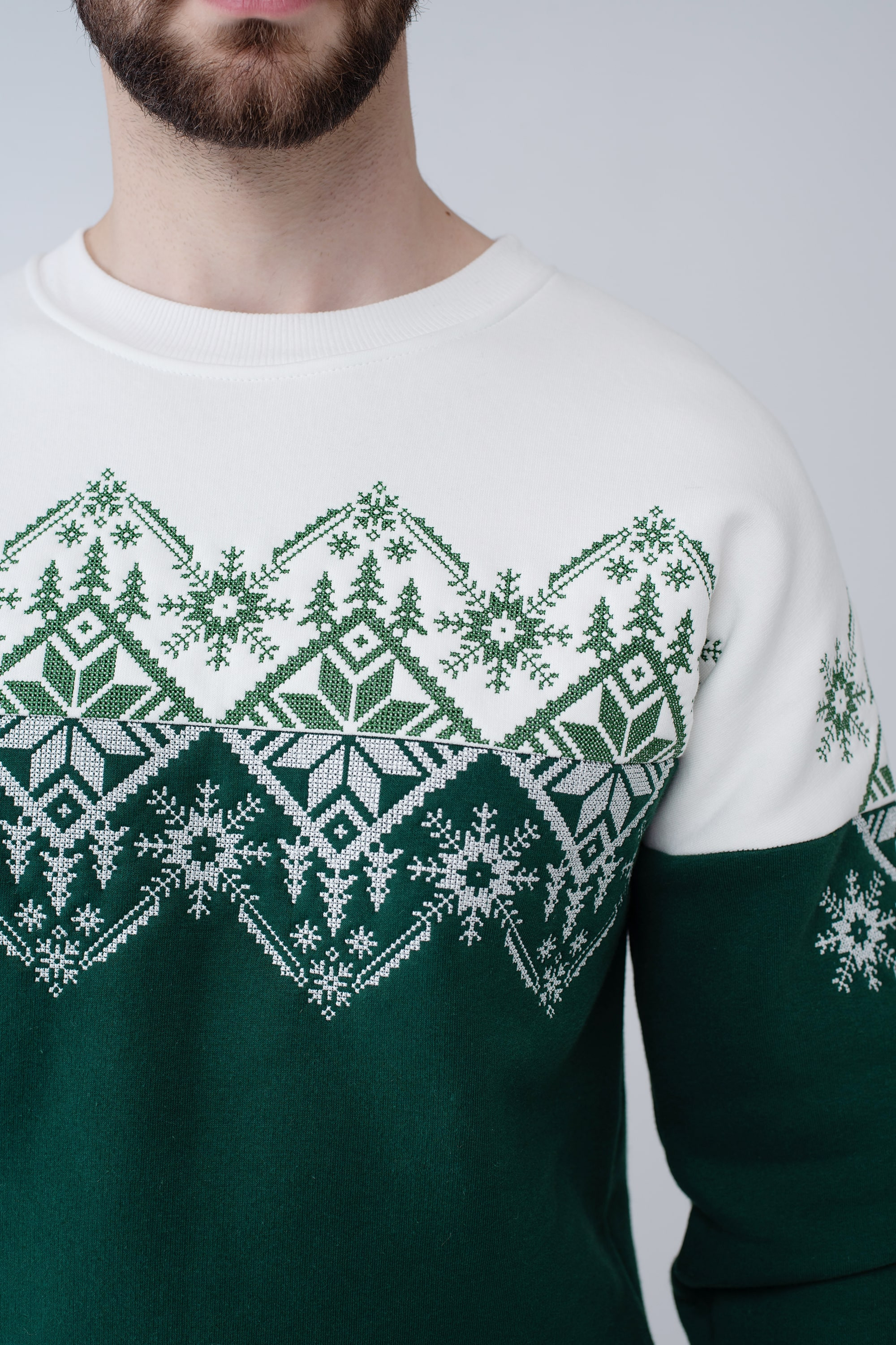 Male green New пYear's sweatshirt Snowflake | S