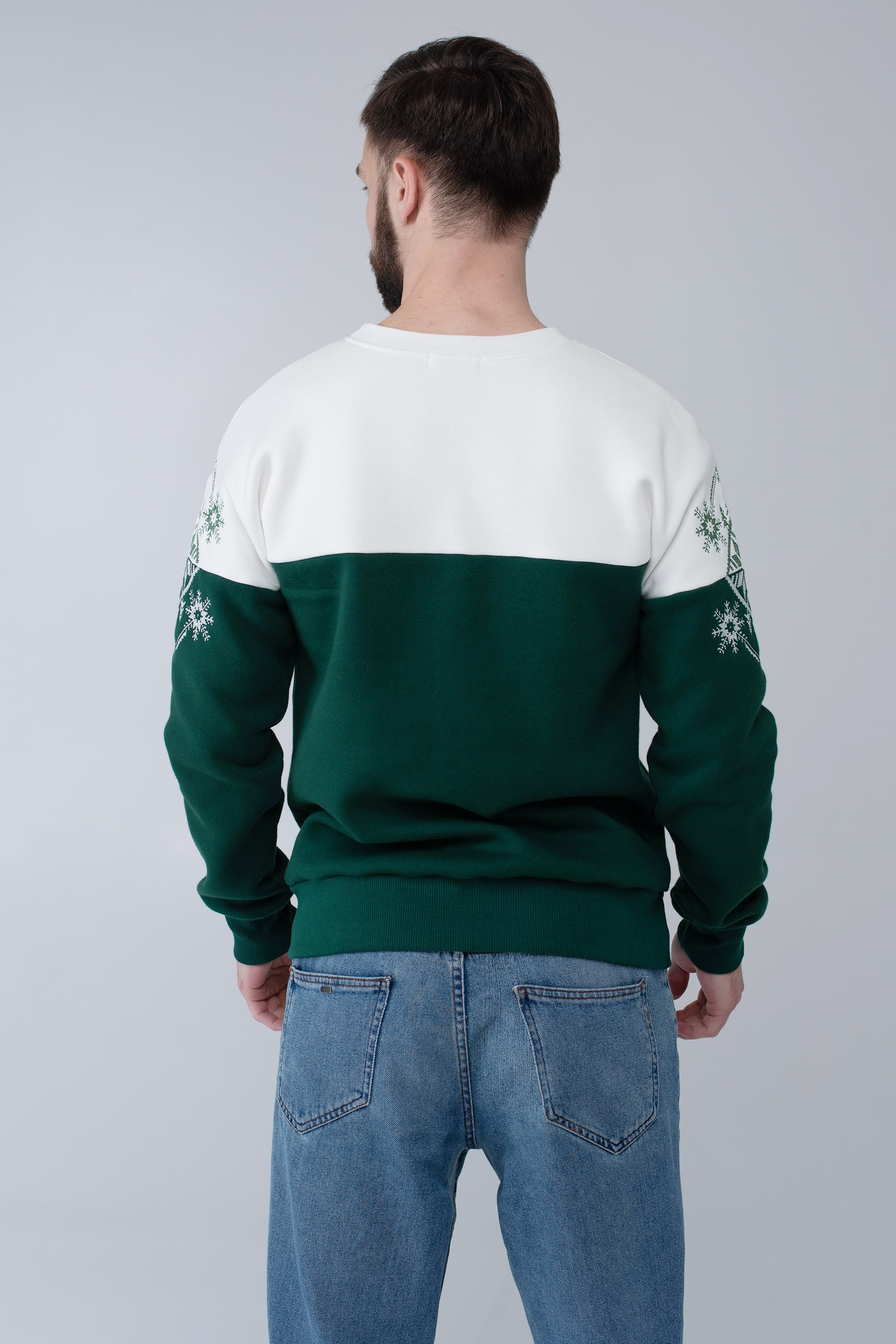 Male green New пYear's sweatshirt Snowflake
