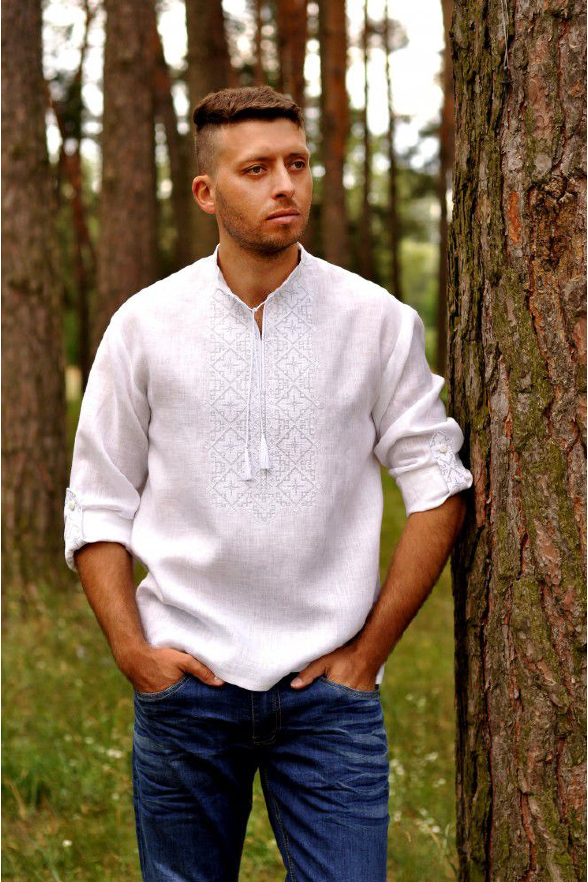 Embroidery Men's white with embroidery