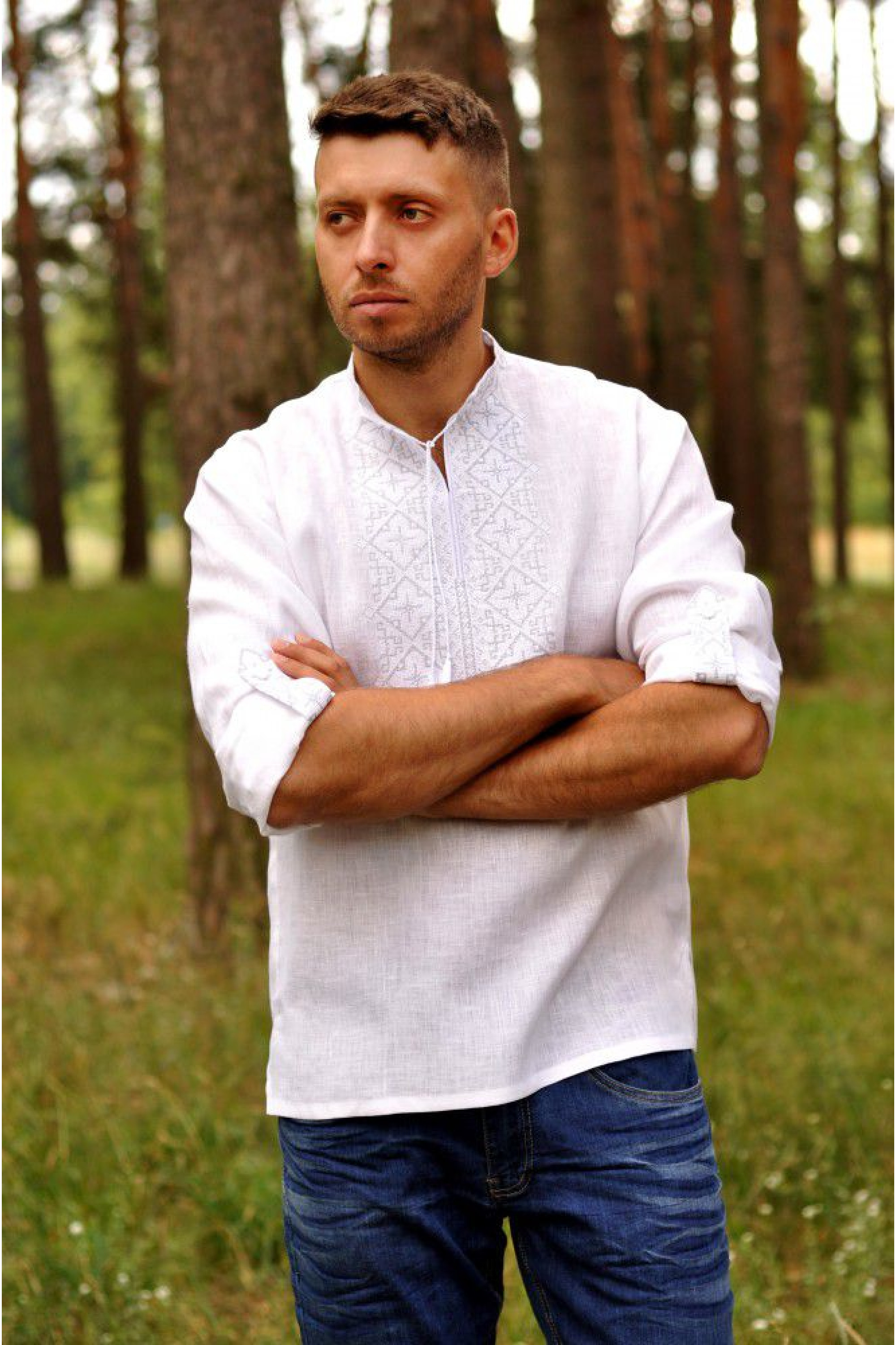 Embroidery Men's white with embroidery