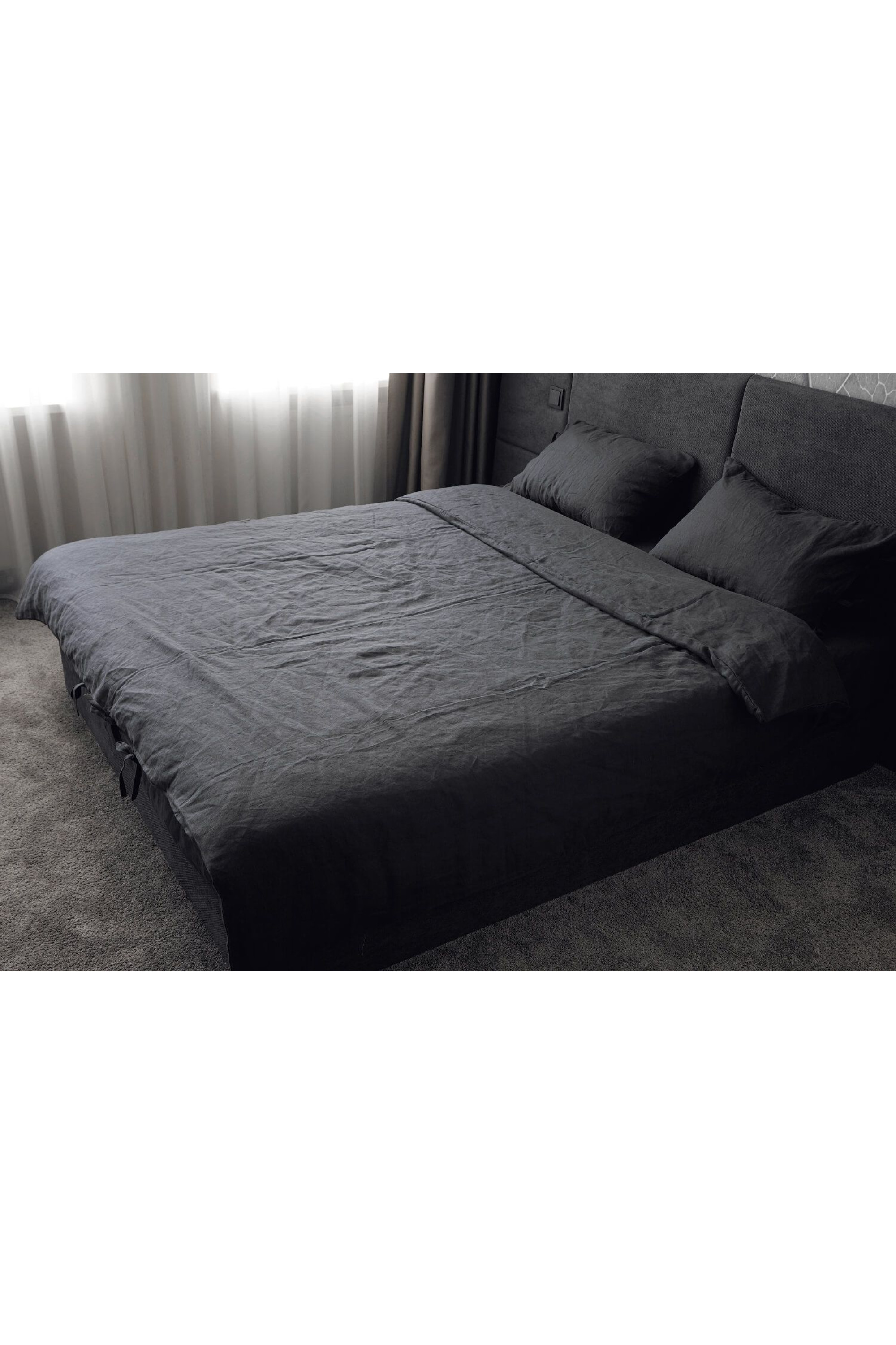 Bed linen made of natural flax color Anthracite Bed linen made of natural flax color Anthracite