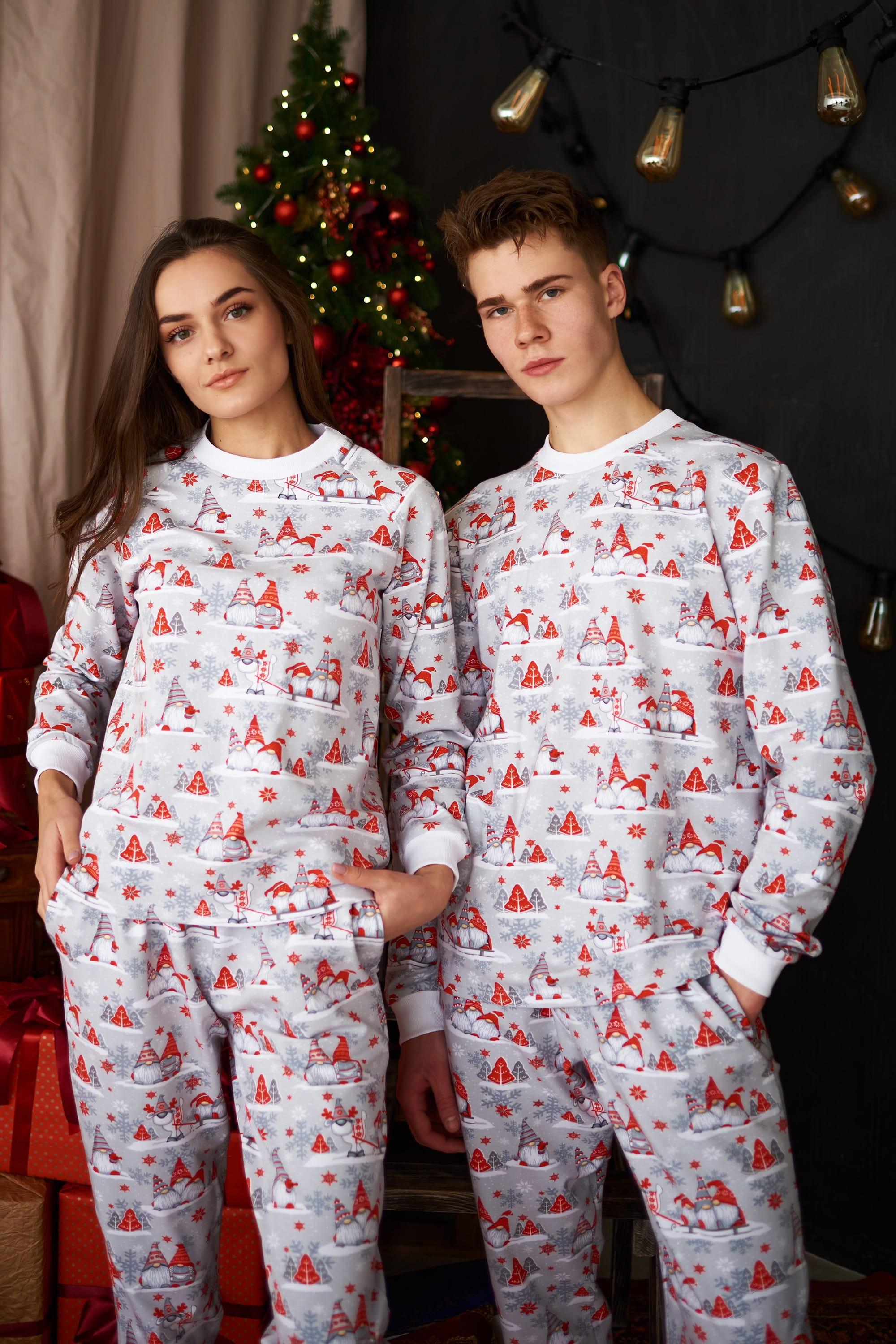 Pajamas for a couple with gnomes Pajamas for a couple with gnomes