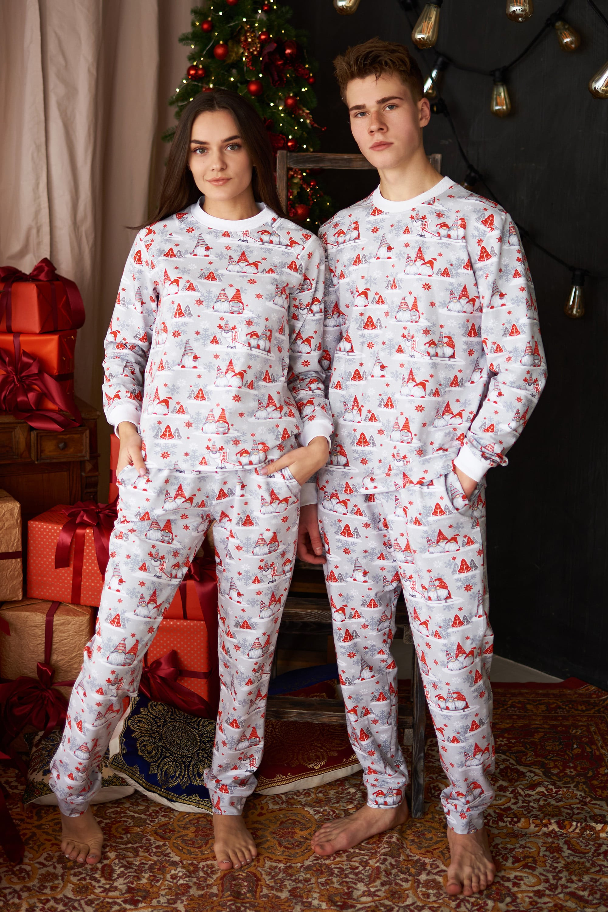Pajamas for a couple with gnomes Pajamas for a couple with gnomes