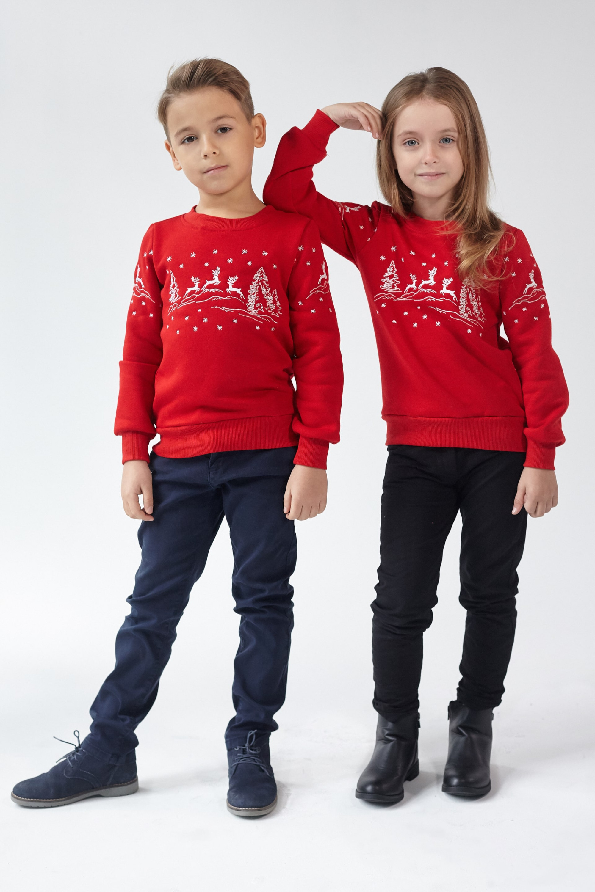 Christmas sweatshirt for a boy deer Red