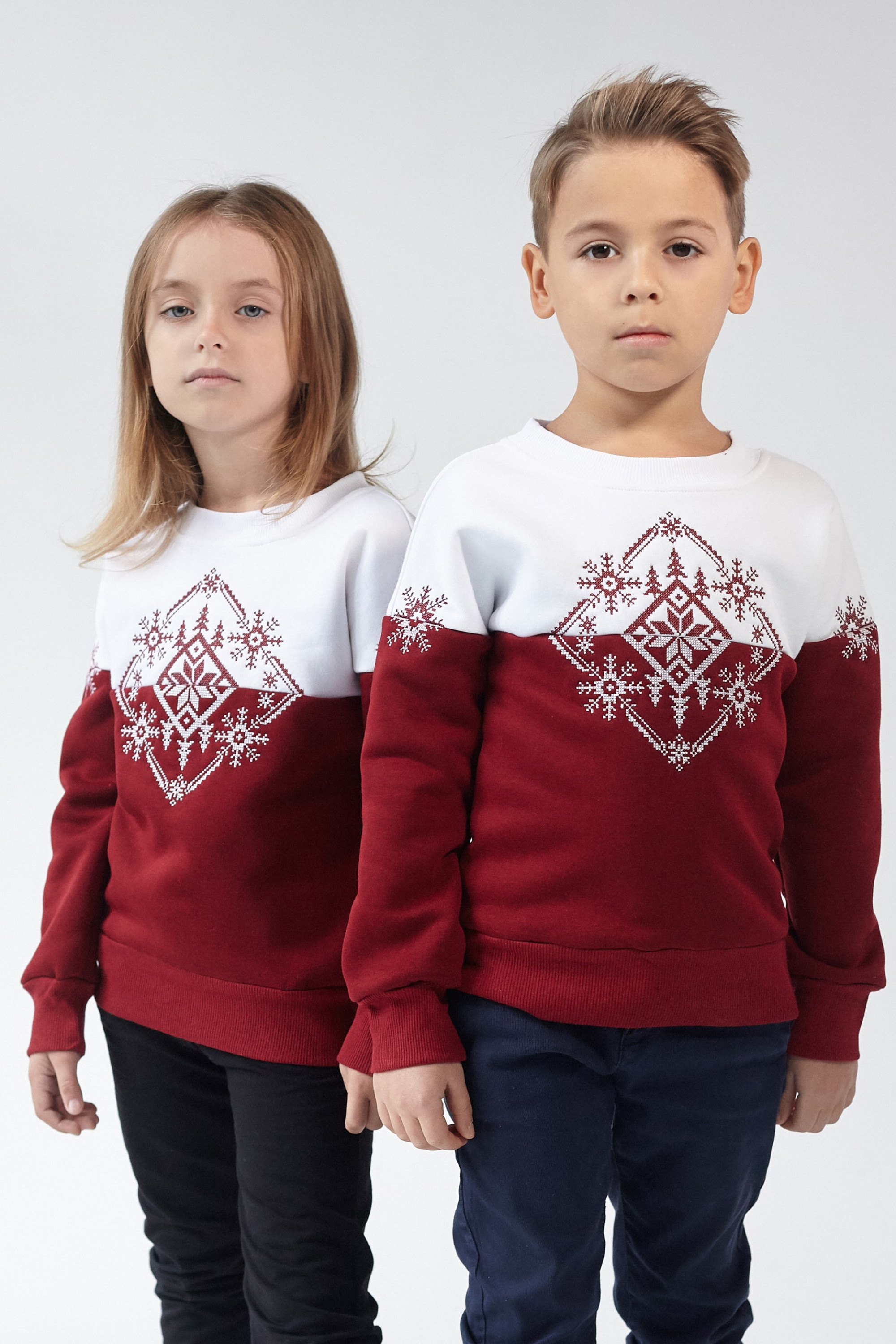 Christmas sweatshirts for a girl Burgundy Snowflake | 80