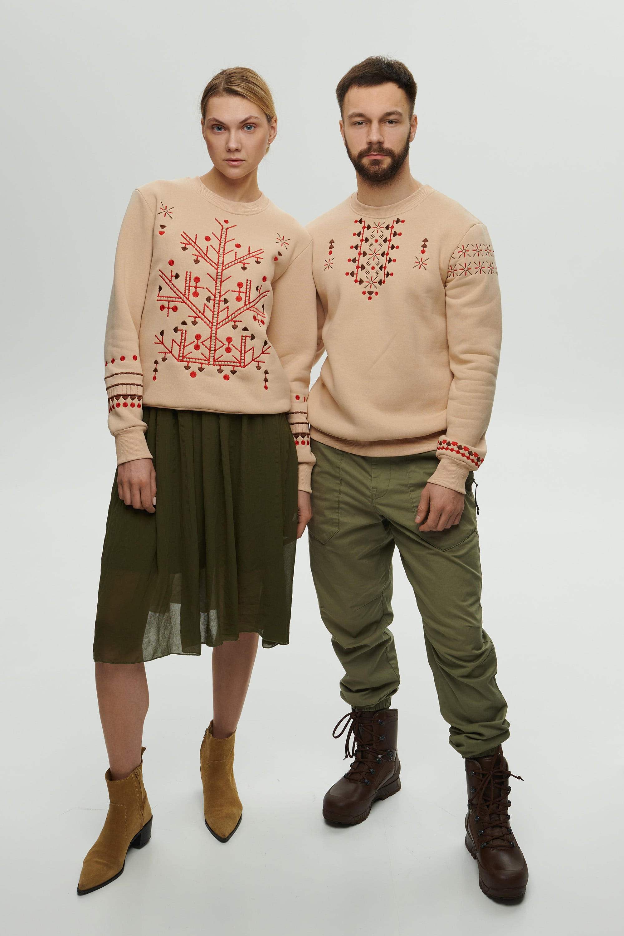 Christmas beige sweatshirts for two