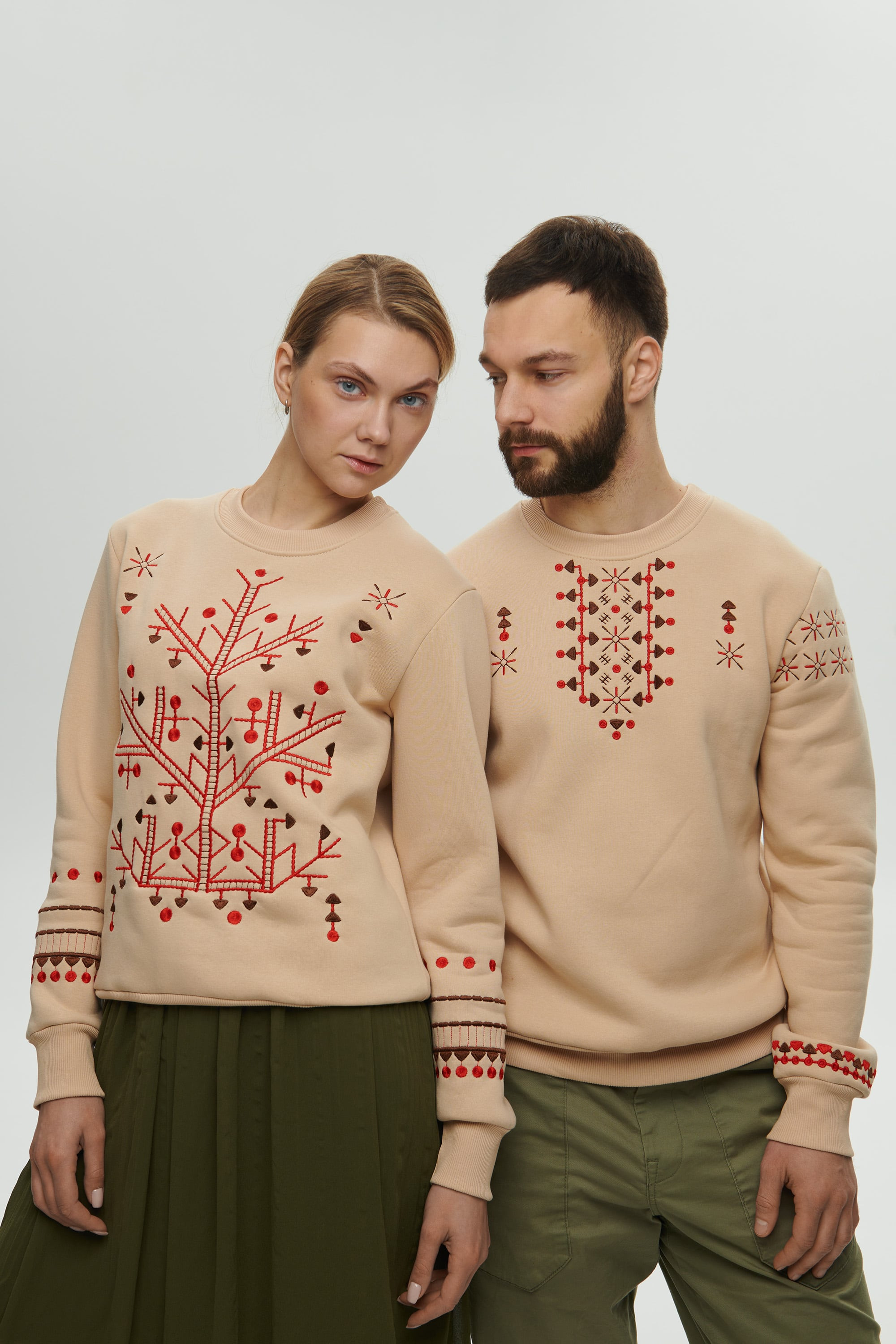 Christmas beige sweatshirts for two