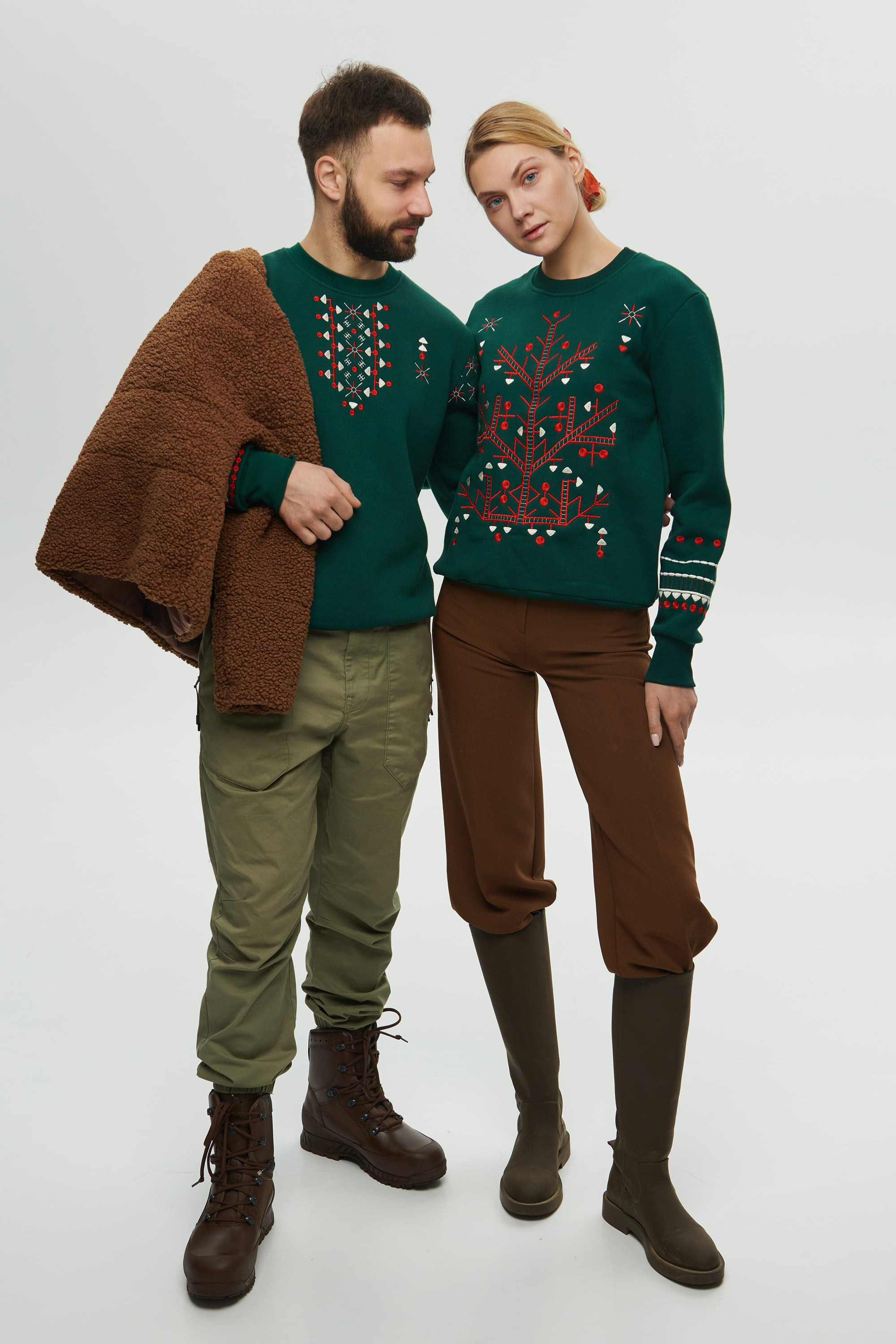 Christmas green sweatshirts for two