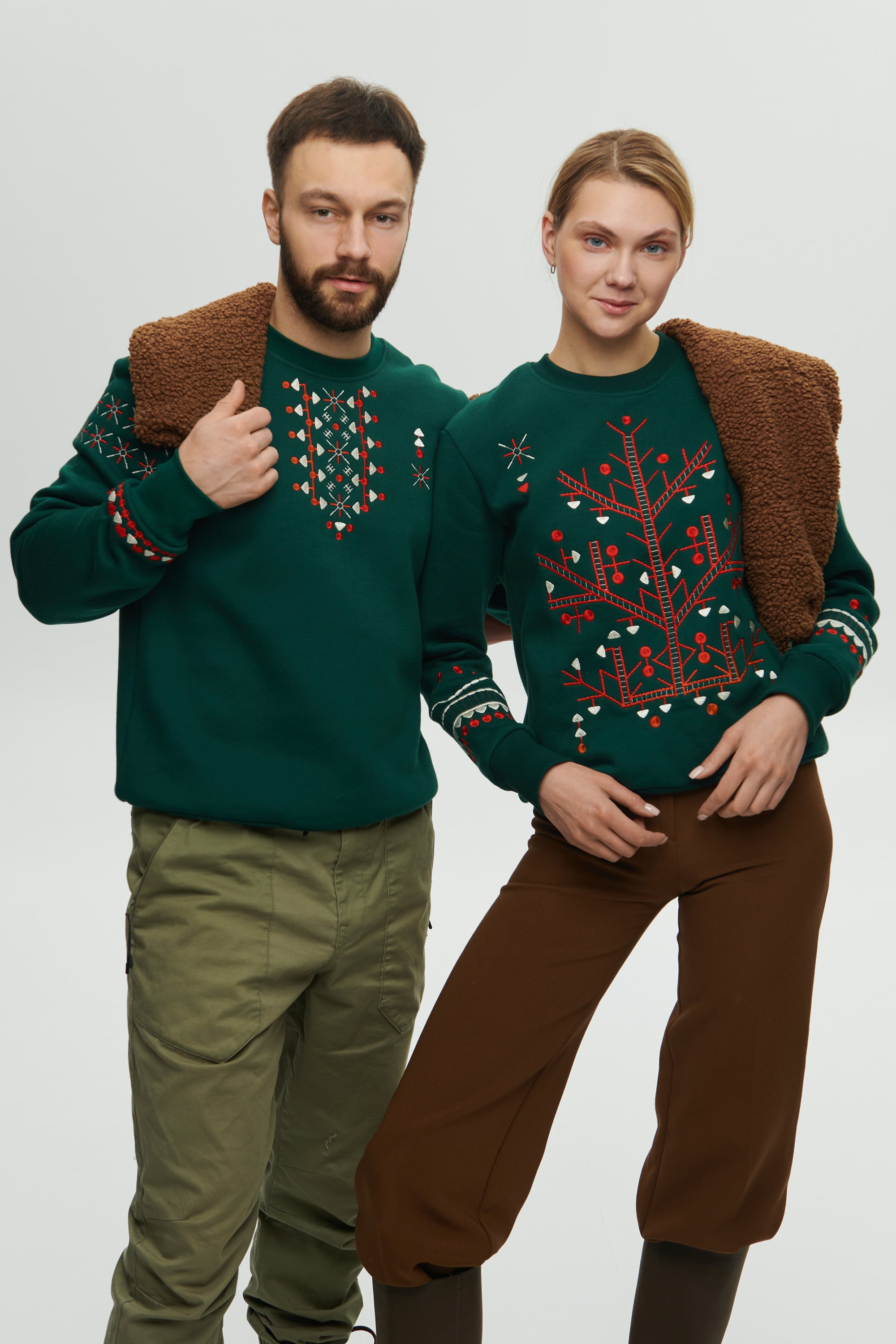Christmas green sweatshirts for two