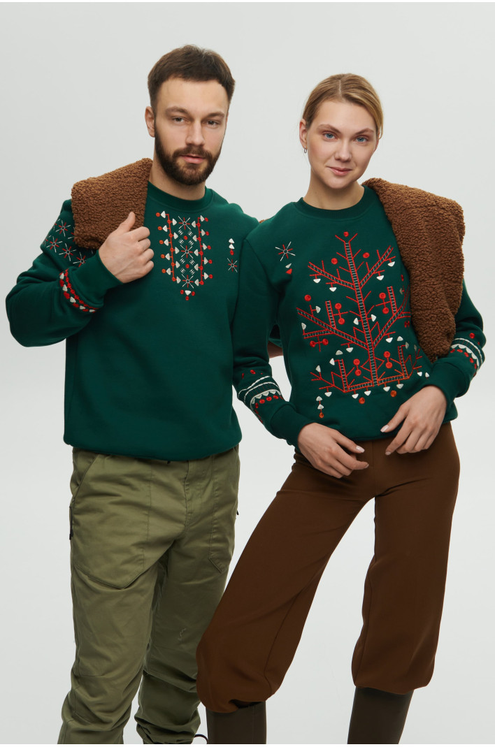 Christmas green sweatshirts for two