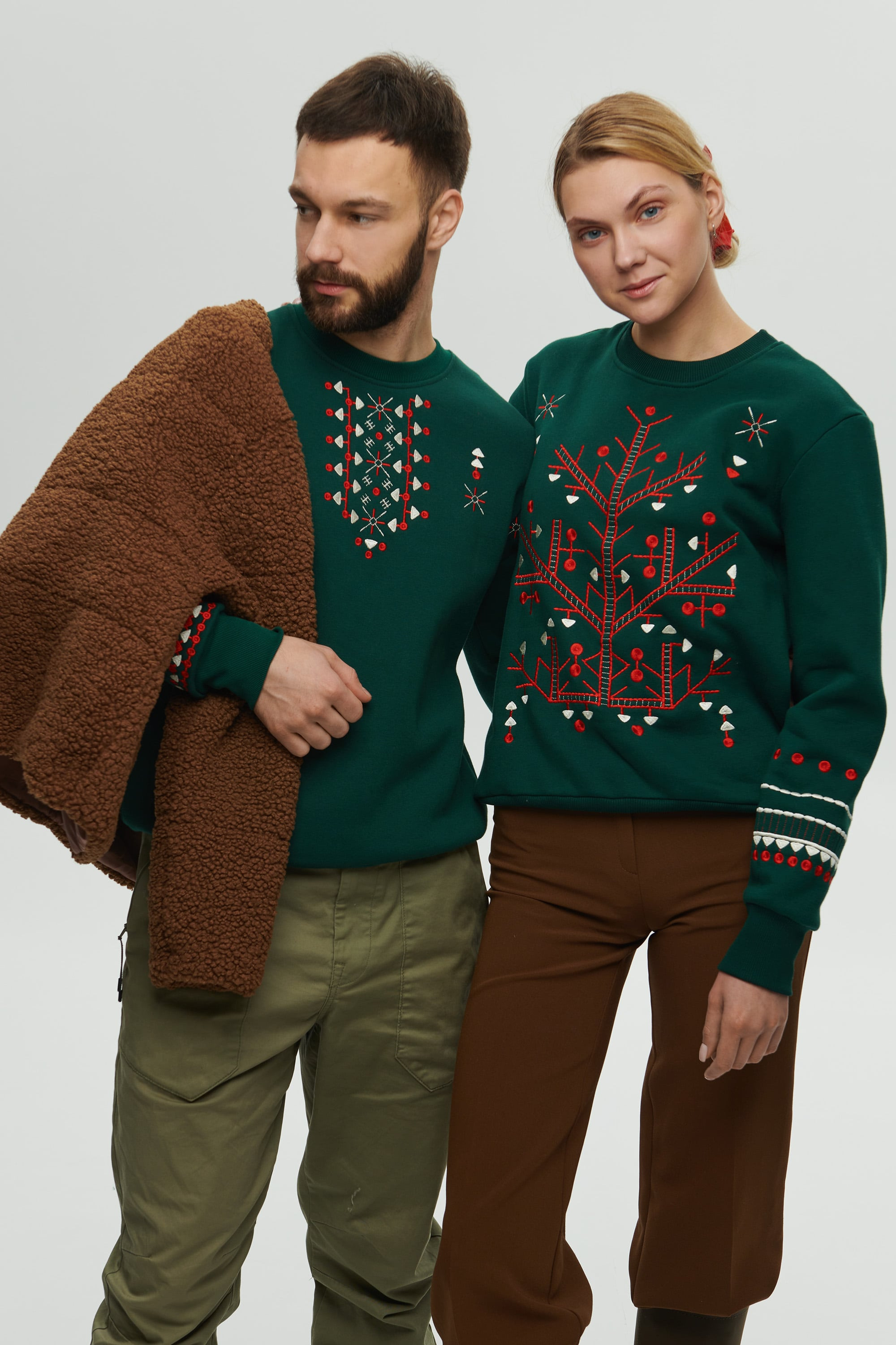 Christmas green sweatshirts for two