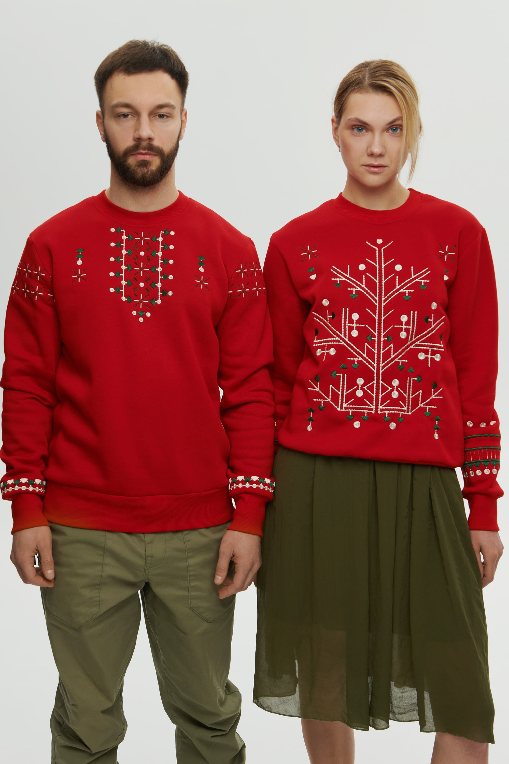 Christmas red sweatshirts for two