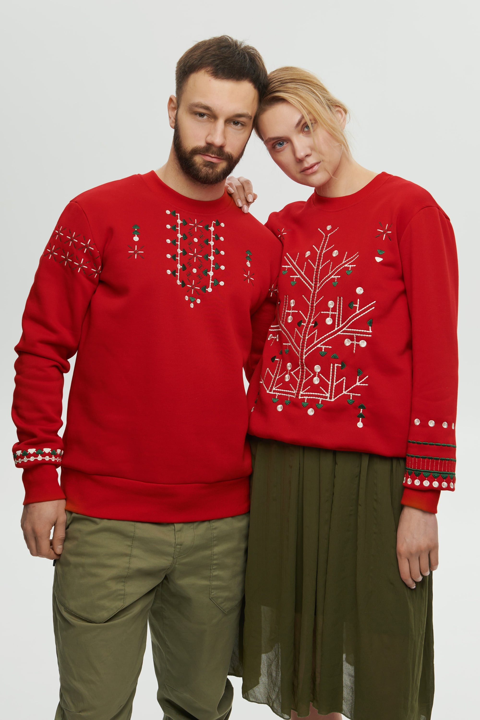 Christmas red sweatshirts for two