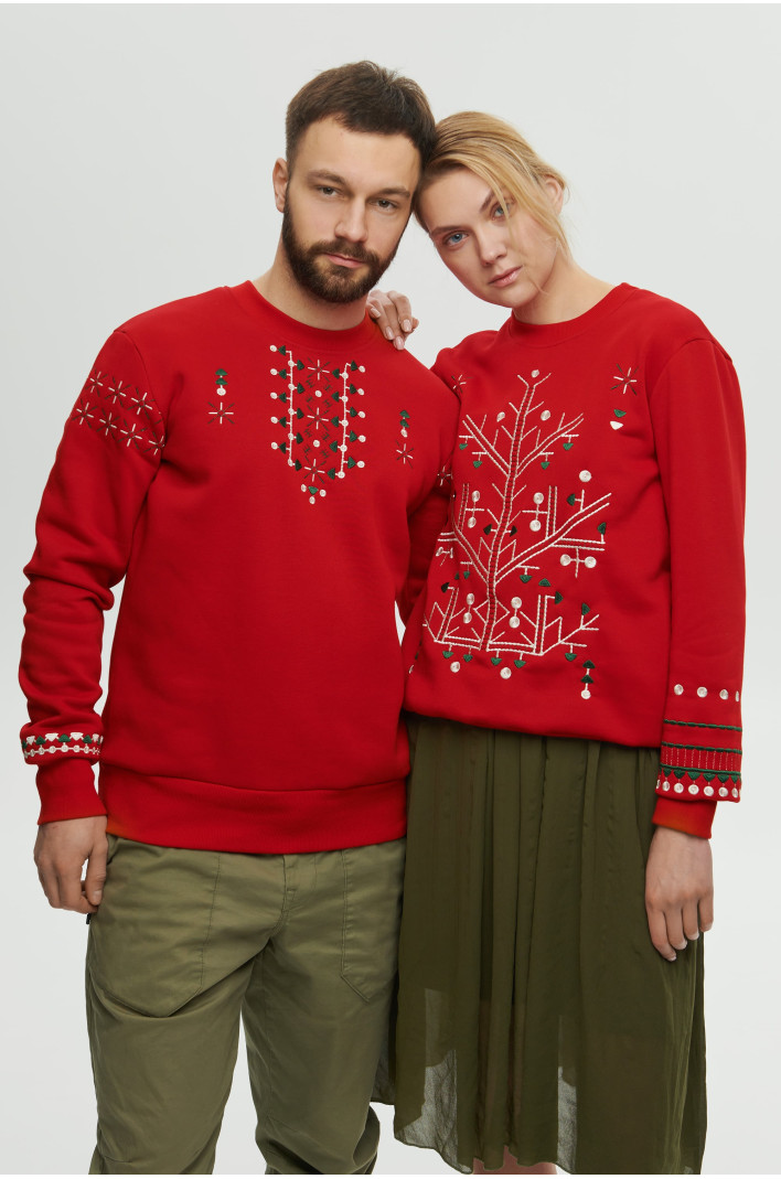 Christmas red sweatshirts for two